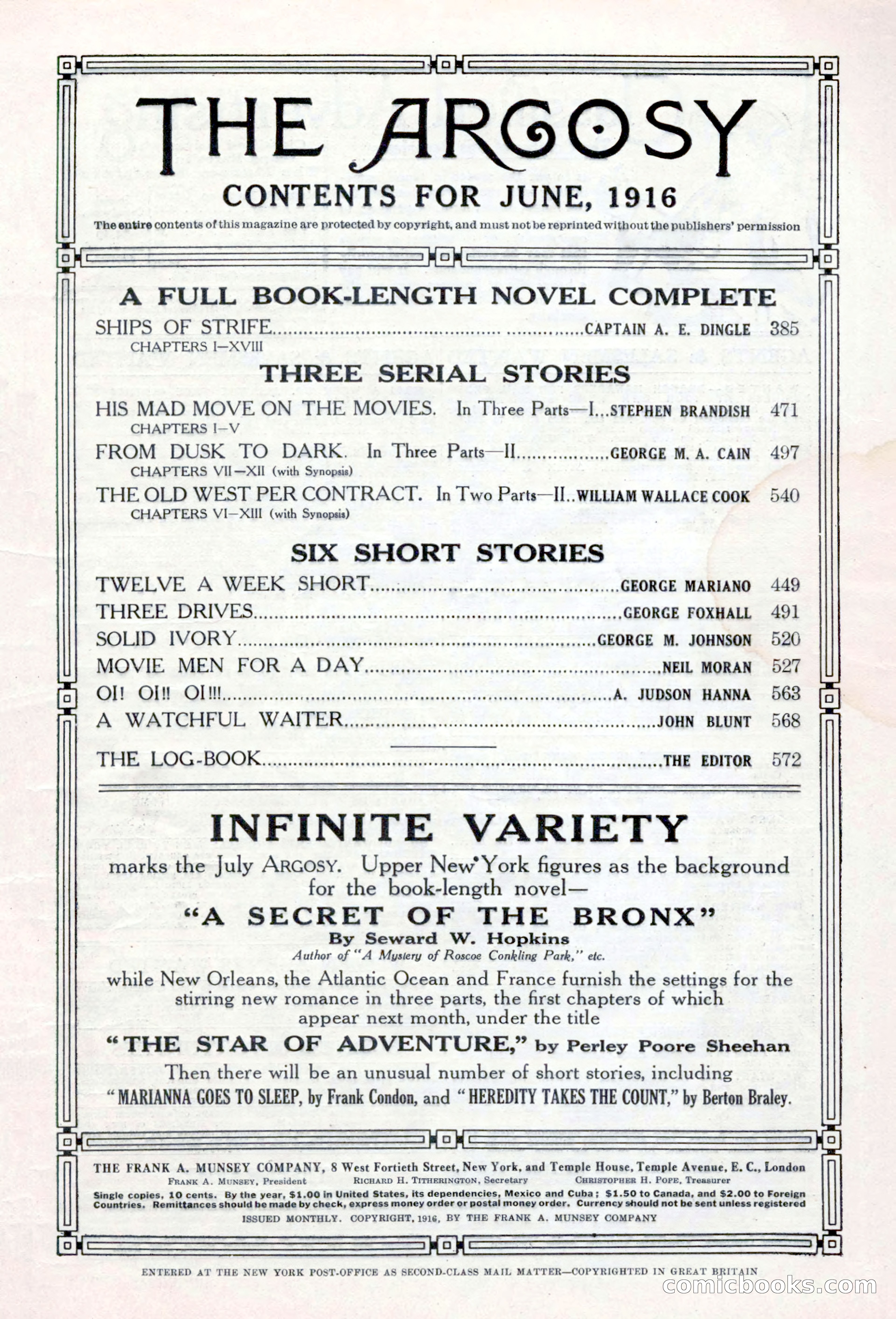 The Argosy, Vol. 82, No. 3 — page 5 of 212