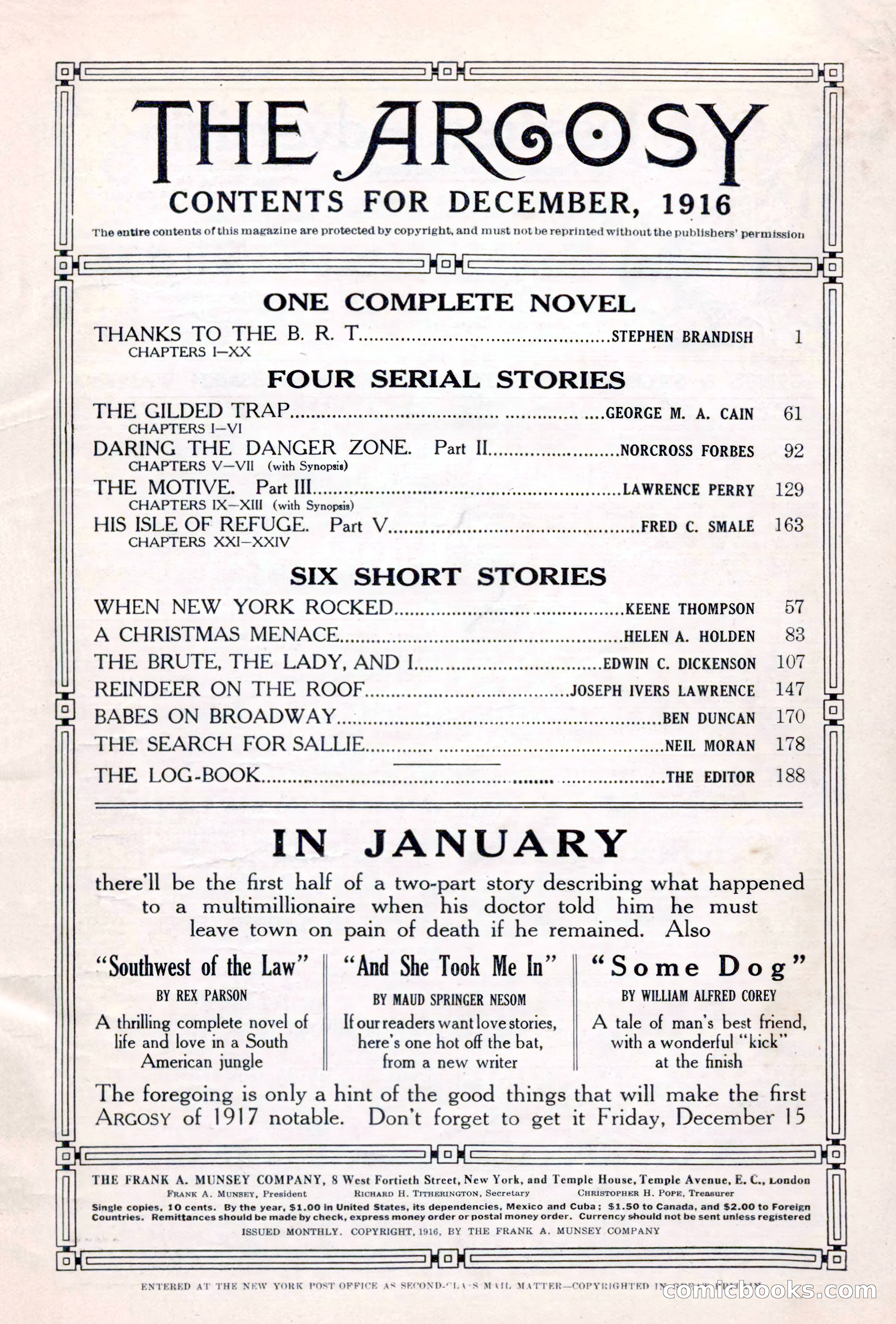 The Argosy, Vol. 84 No. 1 — page 5 of 212