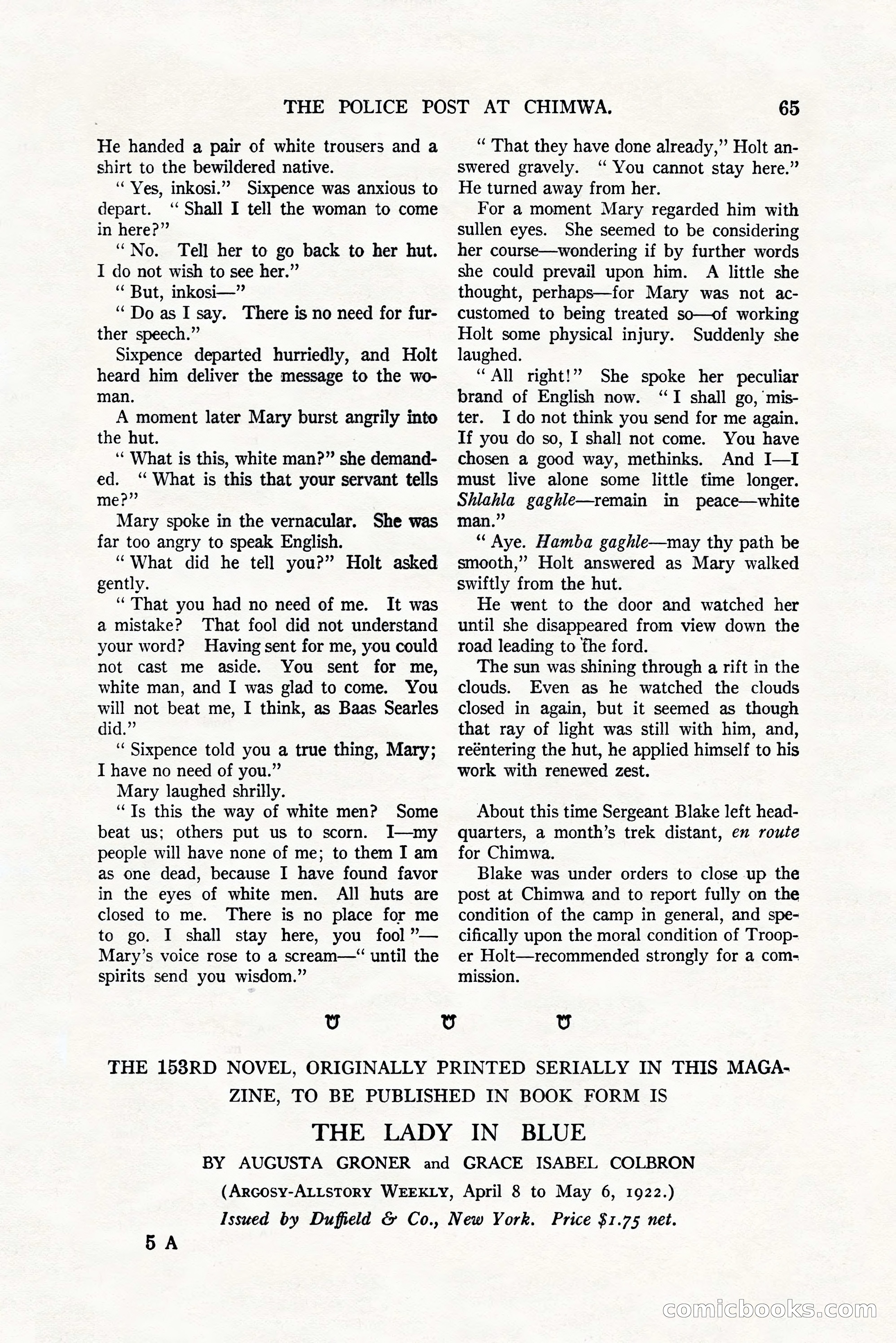 Argosy All-Story Weekly, July 8, 1922 — page 75 of 176