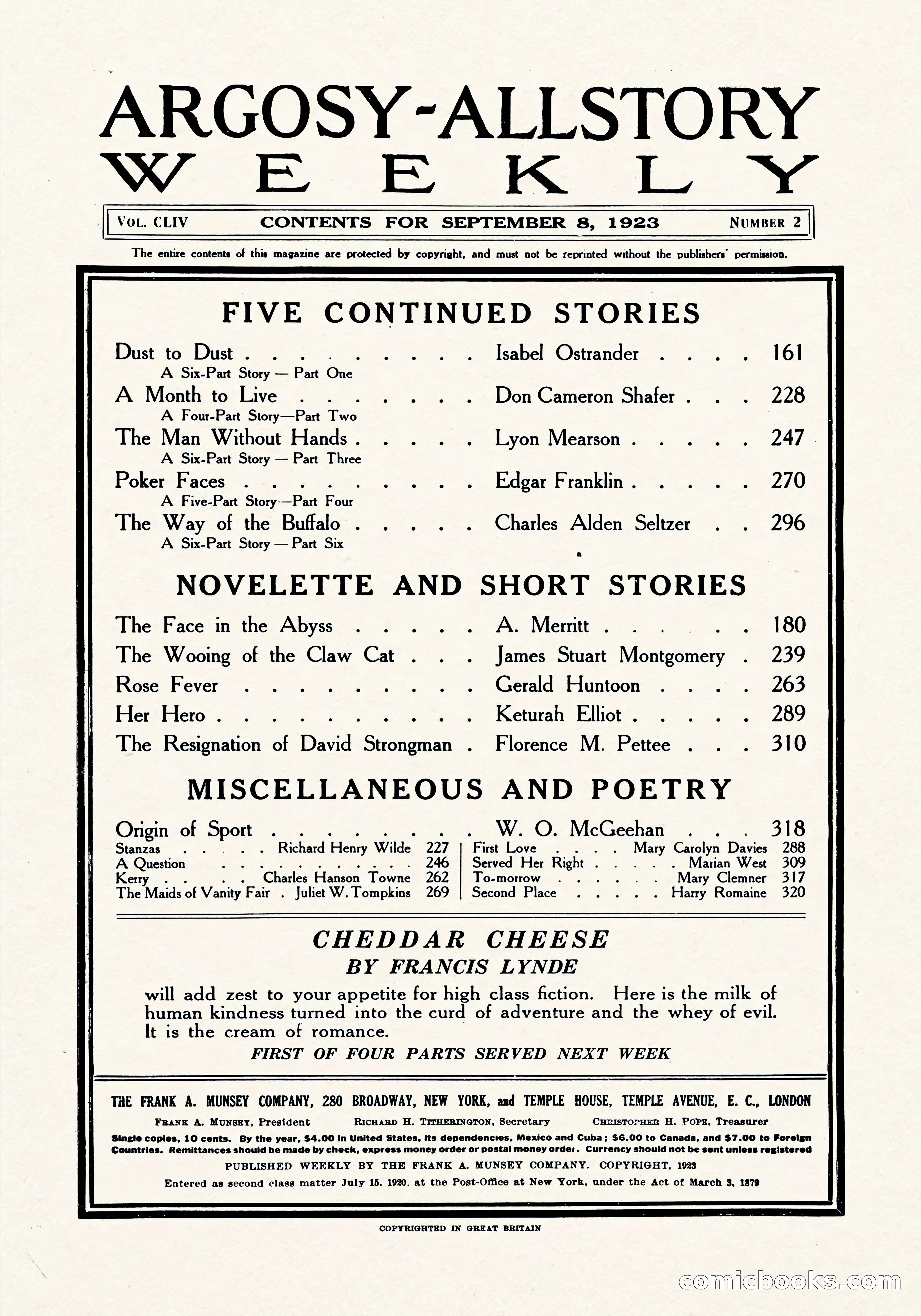 Argosy All-Story Weekly, September 8, 1923 — page 4 of 180
