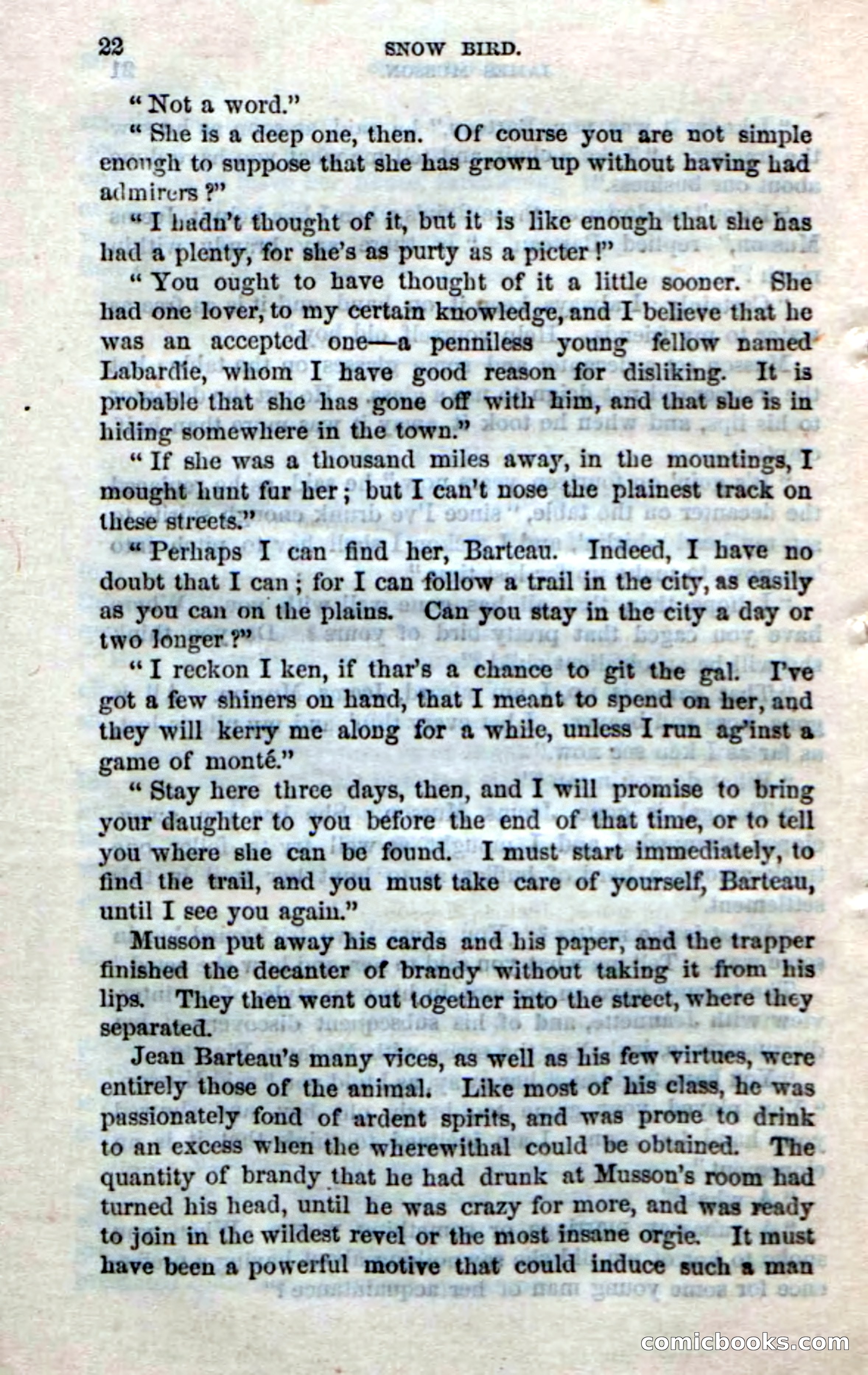 Beadle's Dime Novels No. 159: Snow Bird, the Trapper's Child — page 20 of 116