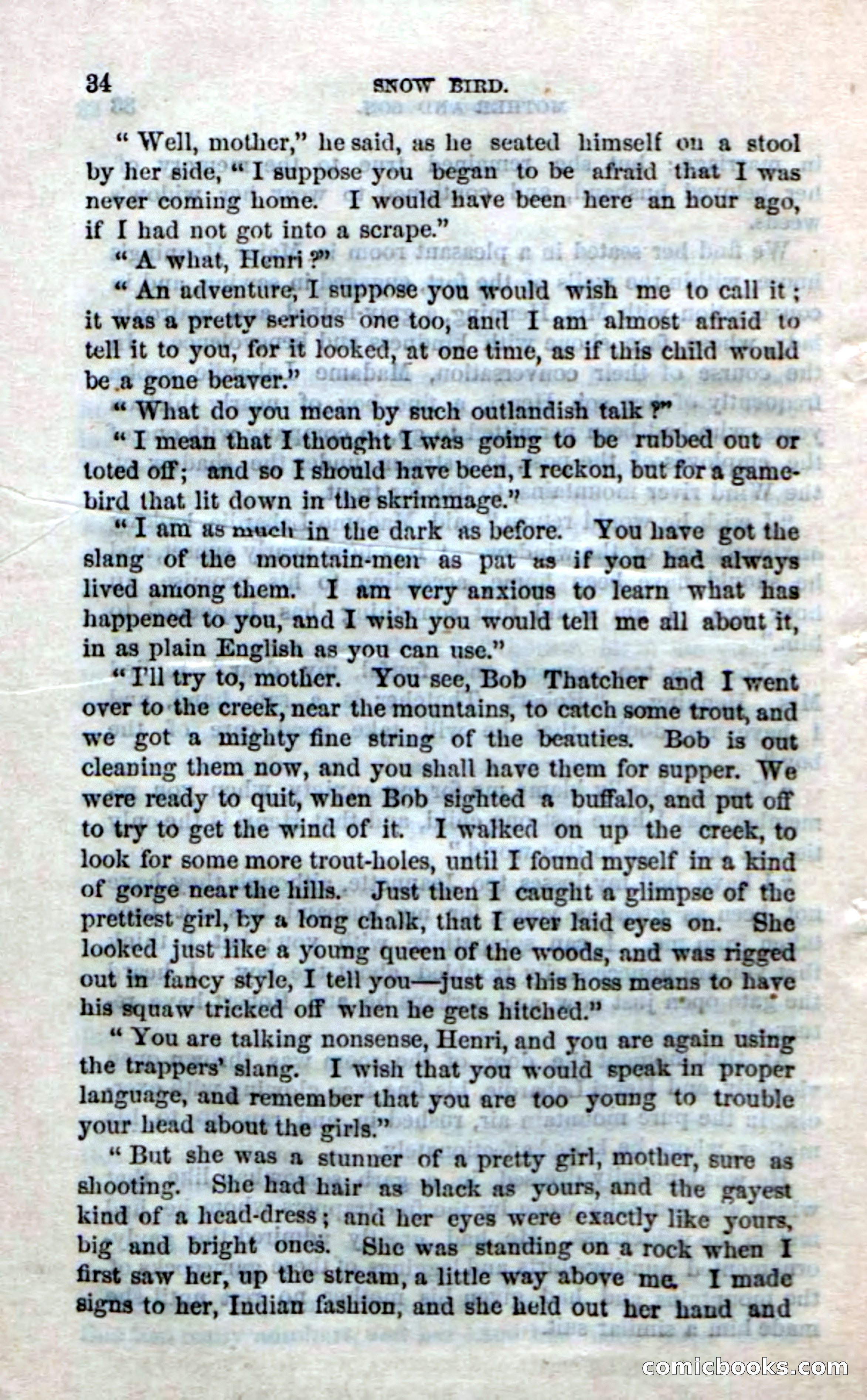Beadle's Dime Novels No. 159: Snow Bird, the Trapper's Child — page 32 of 116