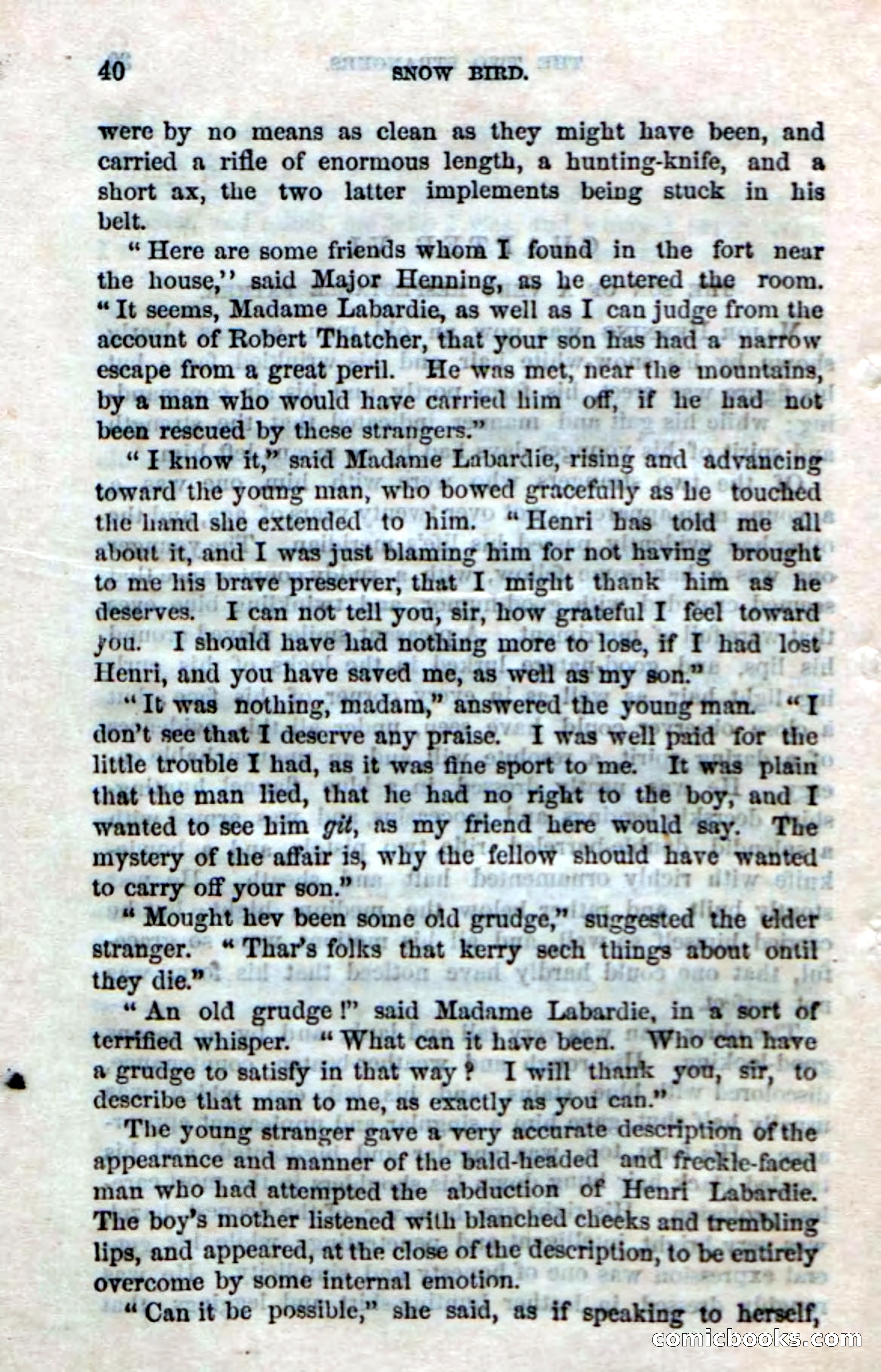 Beadle's Dime Novels No. 159: Snow Bird, the Trapper's Child — page 38 of 116