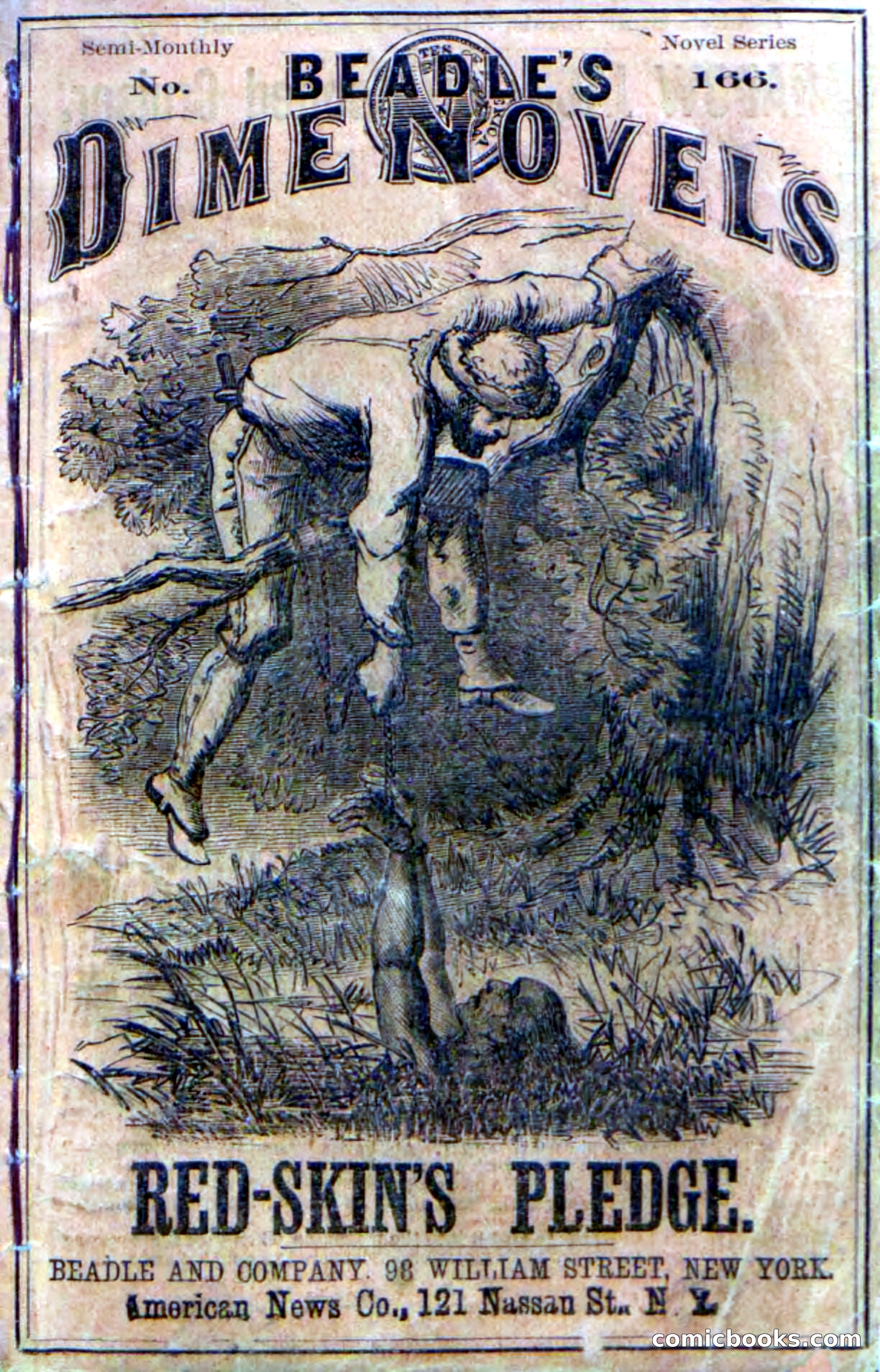 Beadle's Dime Novels No. 166: Red-Skin's Pledge — page 1 of 100