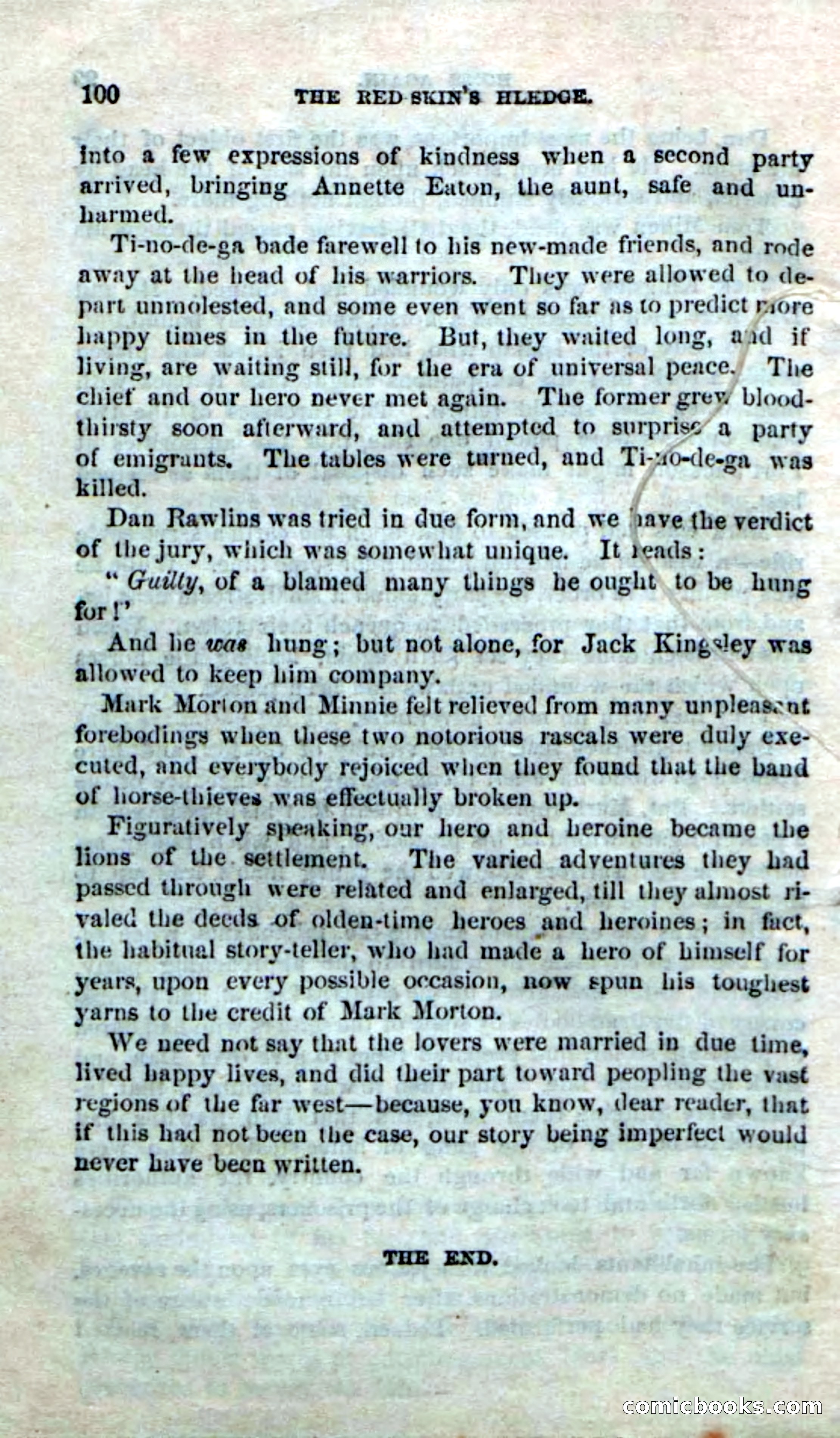 Beadle's Dime Novels No. 166: Red-Skin's Pledge — page 98 of 100