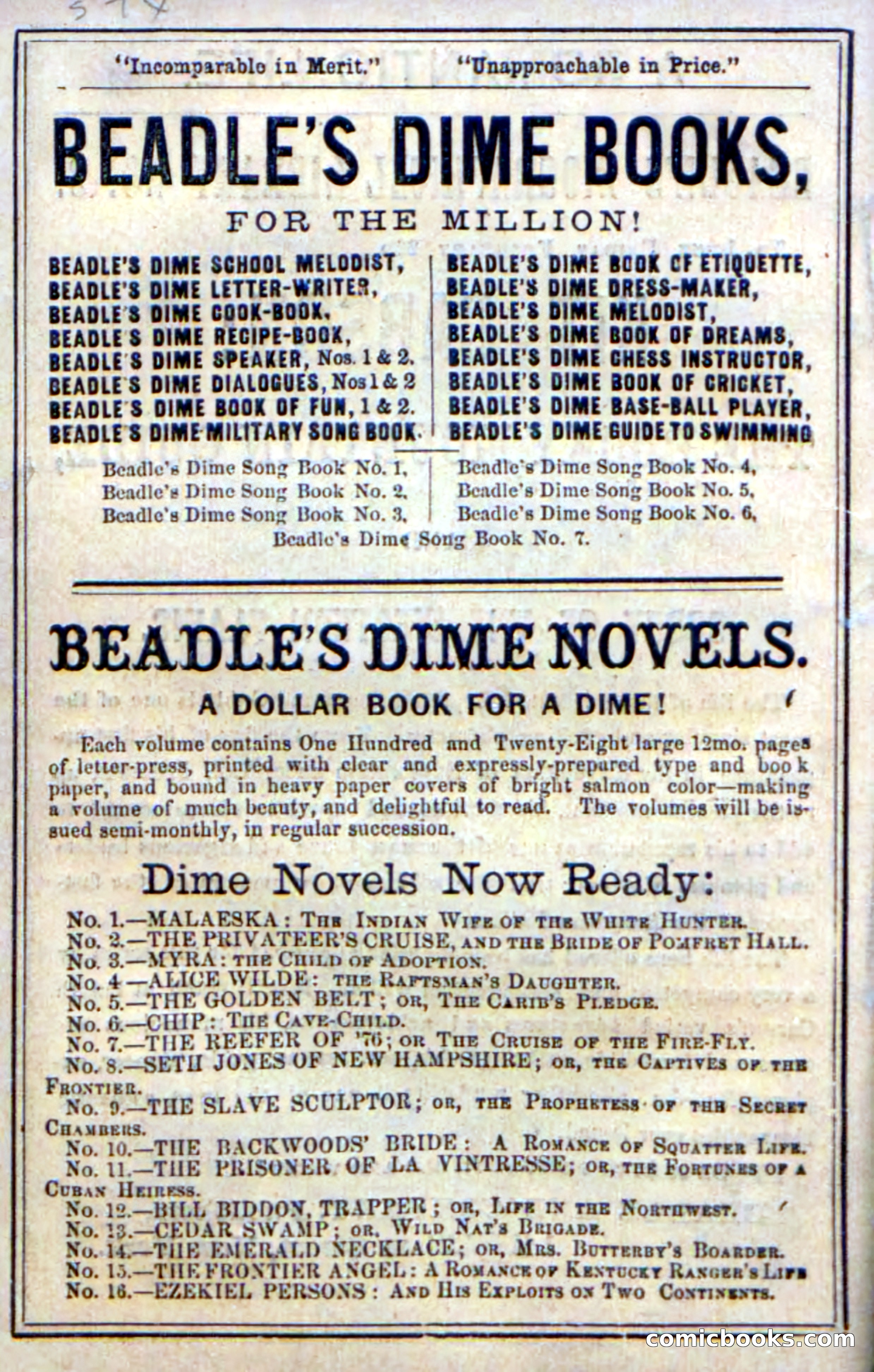 Beadle's Dime Novels No. 17 — page 132 of 132