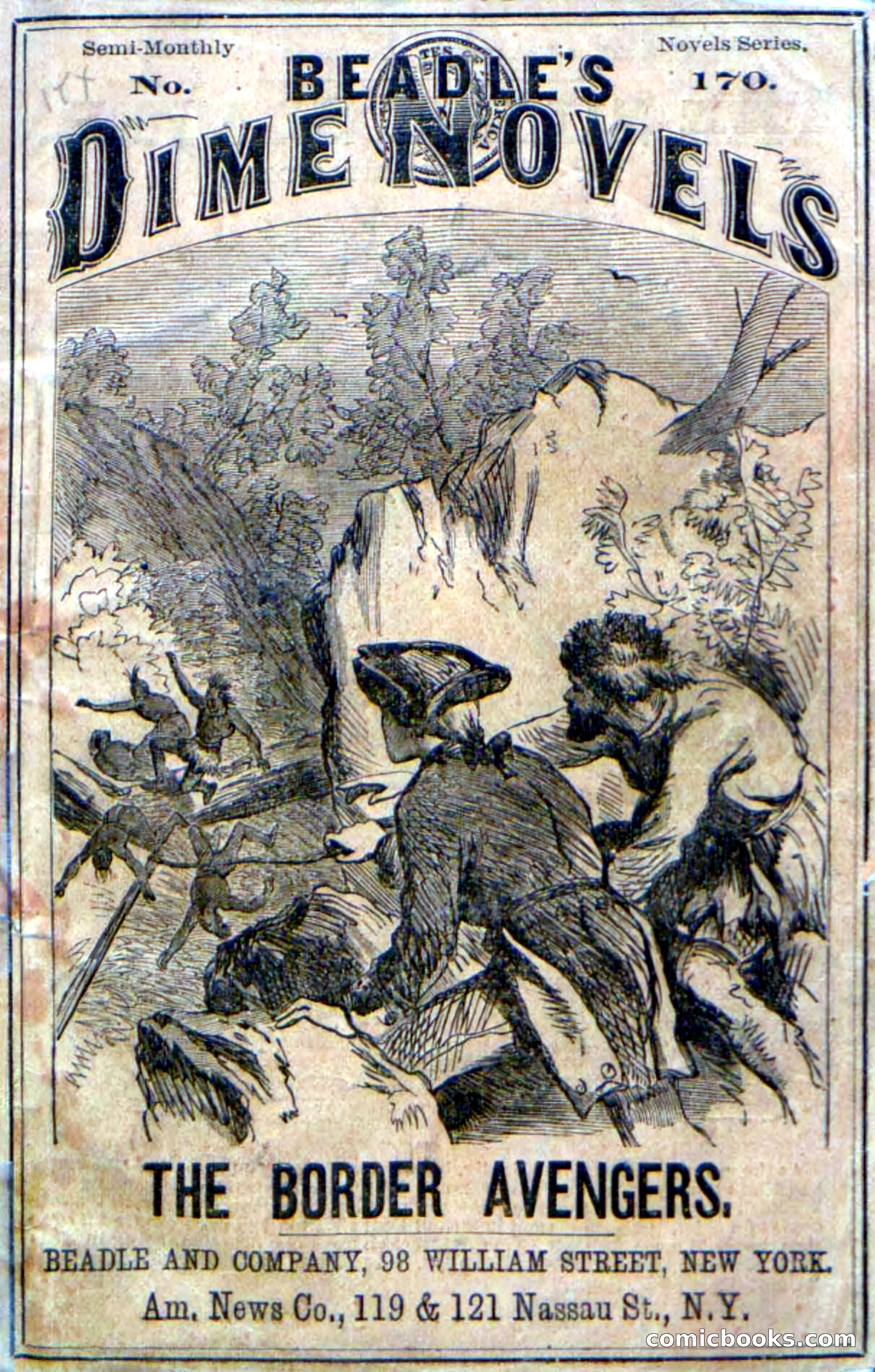 Beadle's Dime Novels No. 170: The Border Avengers — page 1 of 100
