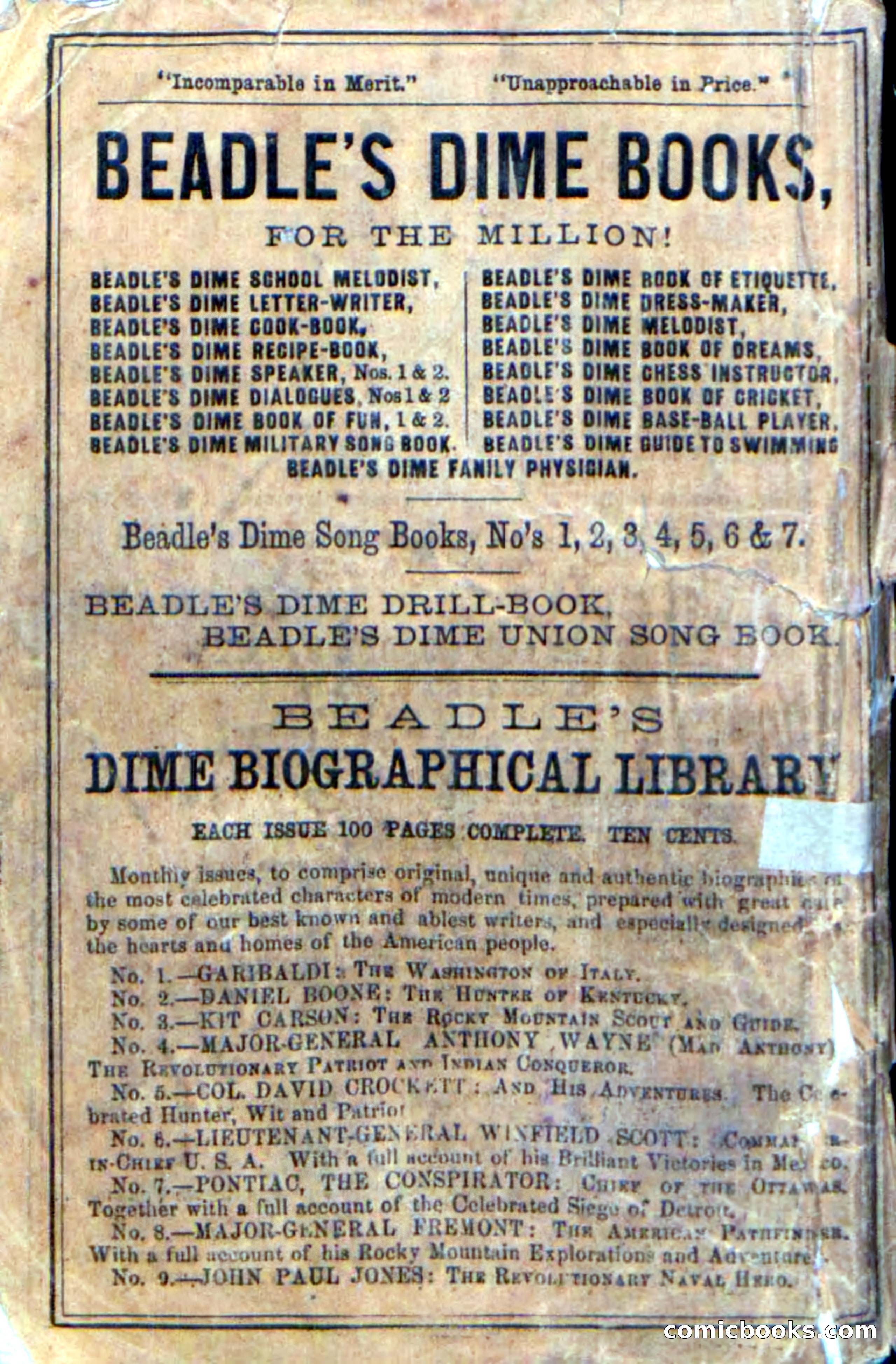 Beadle's Dime Novels No. 23 — page 139 of 139