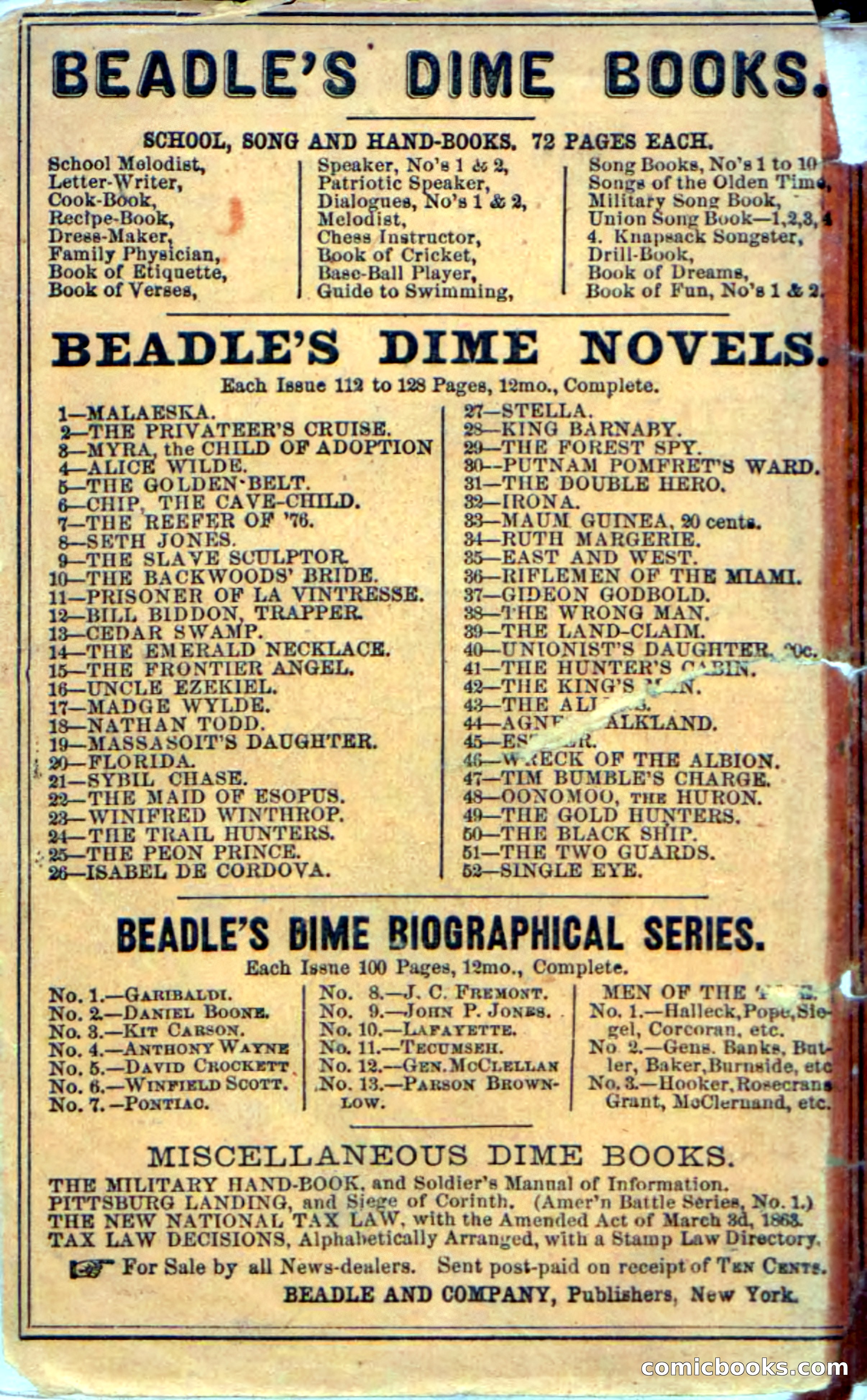 Beadle's Dime Novels No. 53: Hates and Loves — page 116 of 116
