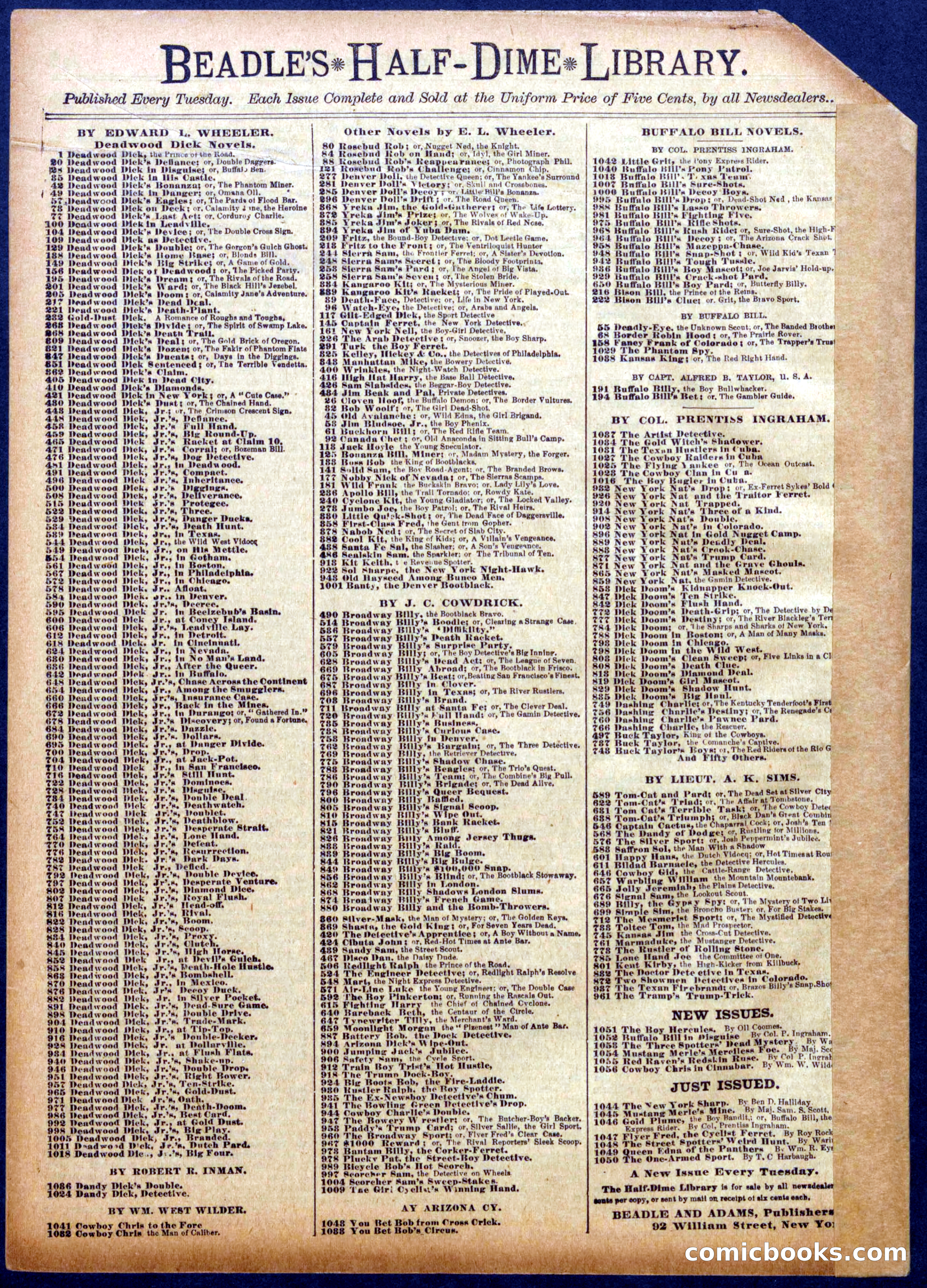 Beadle's Half Dime Library No. 1054 — page 16 of 16