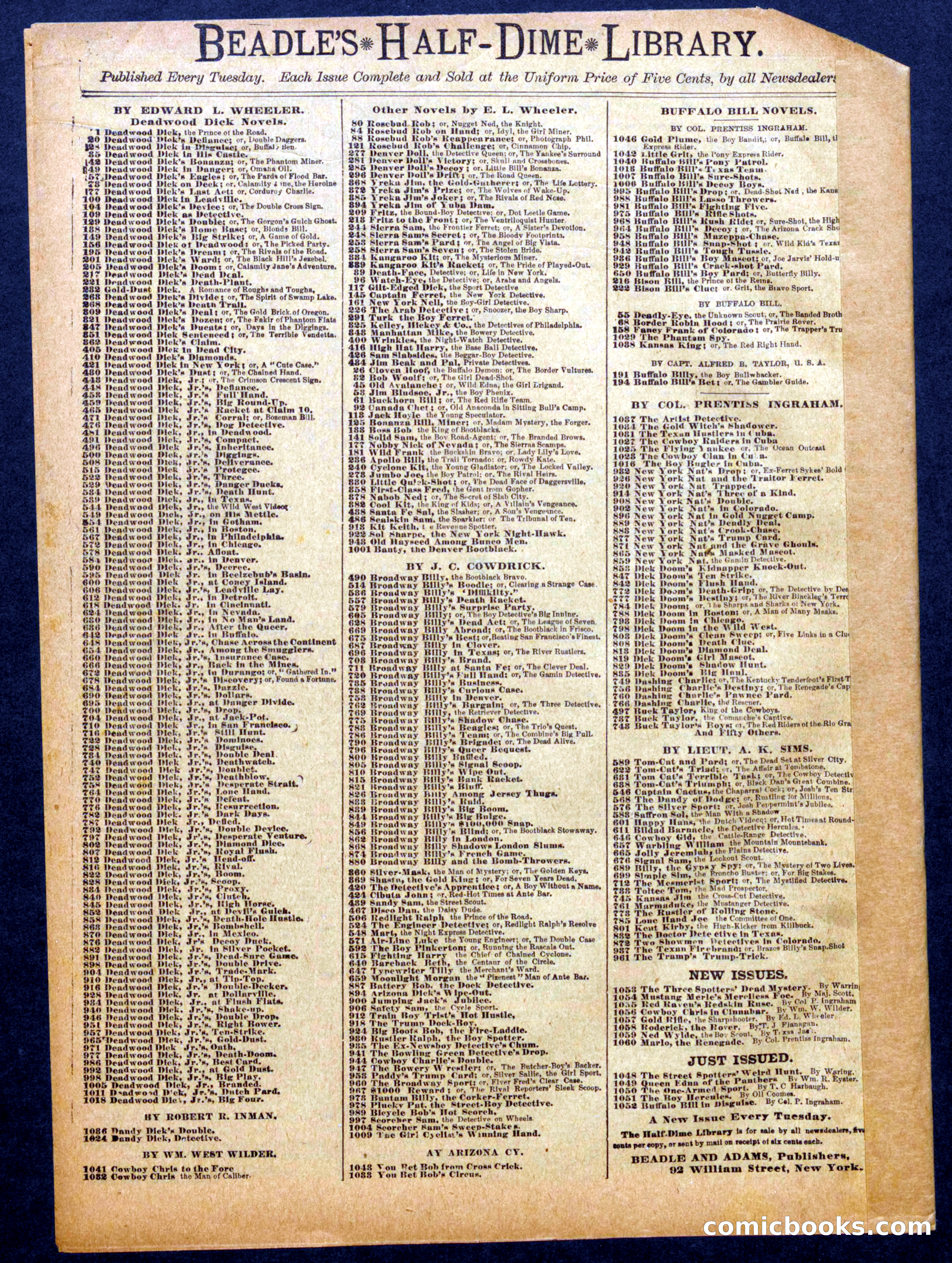 Beadle's Half Dime Library No. 1055 — page 16 of 16