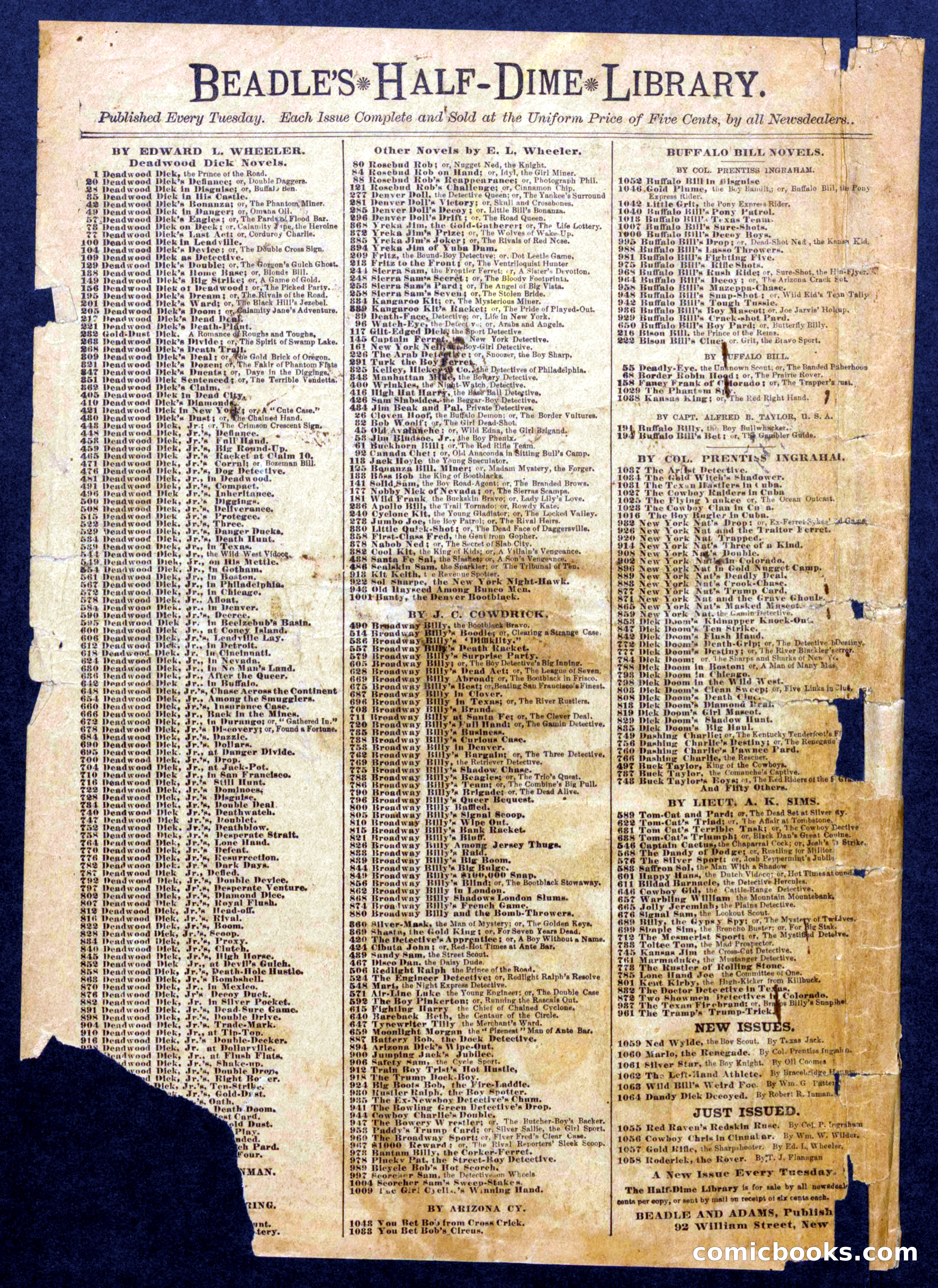 Beadle's Half Dime Library No. 1059 — page 16 of 16