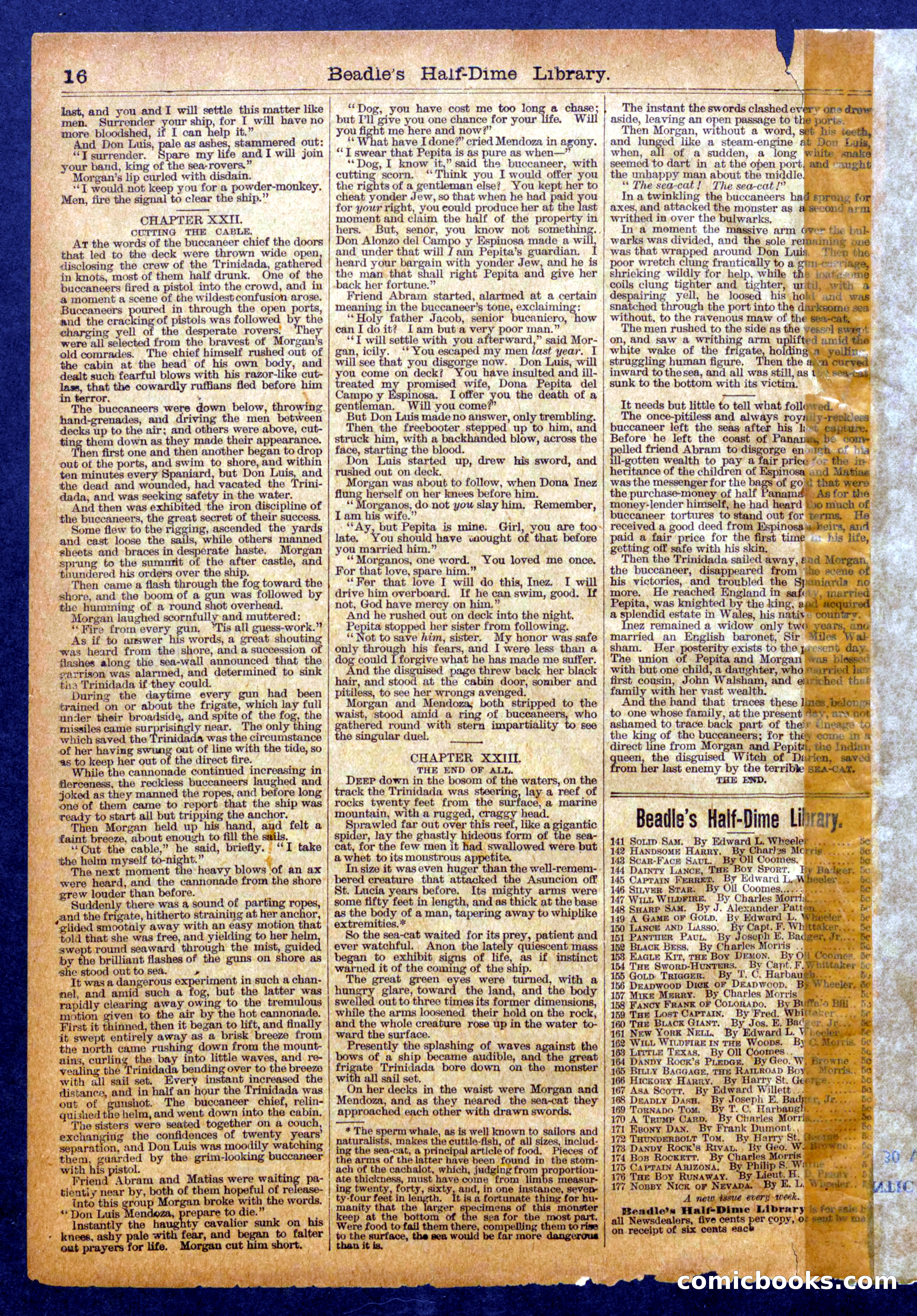 Beadle's Half Dime Library No. 1109 — page 16 of 16