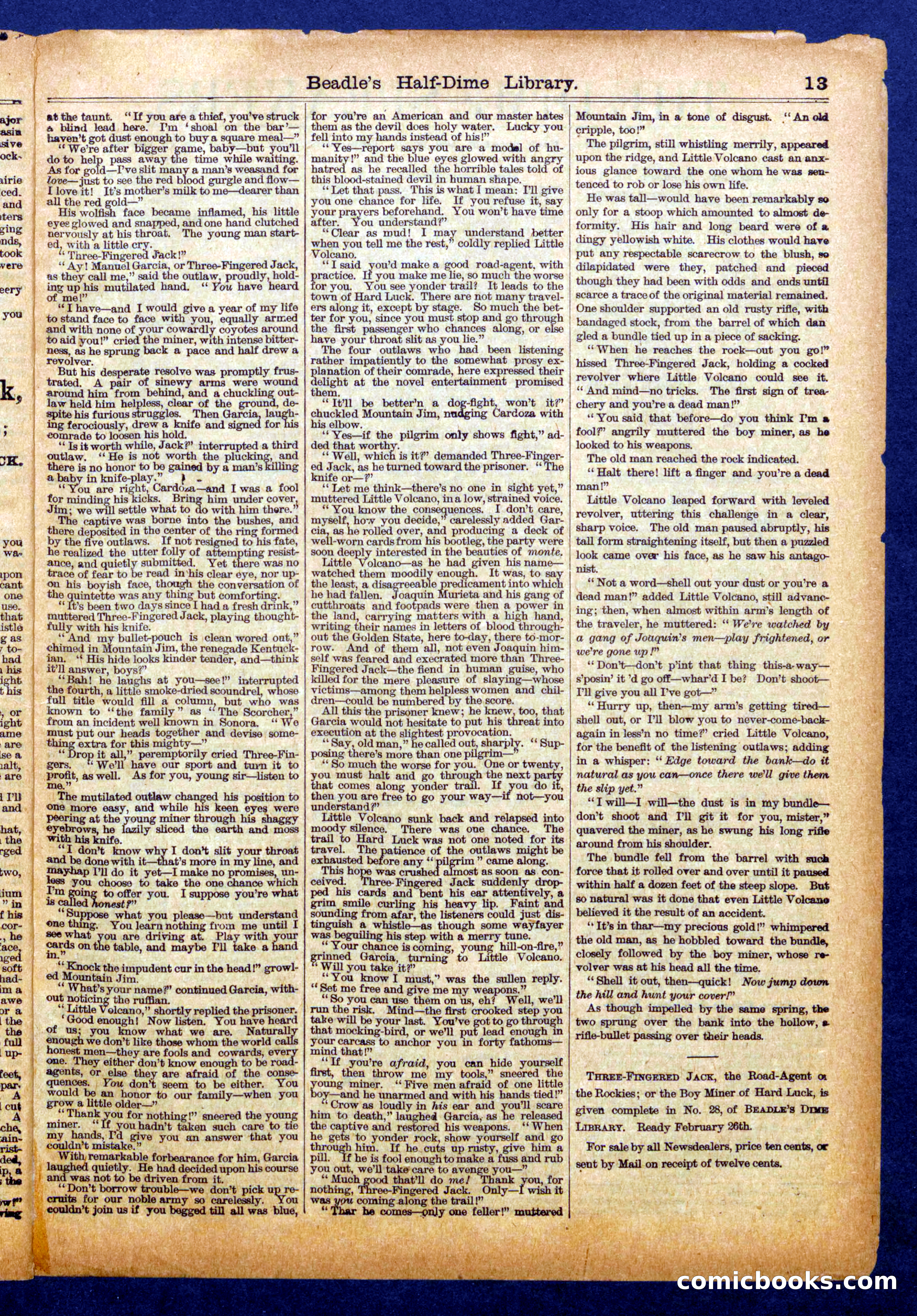 Beadle's Half Dime Library No. 1110 — page 13 of 16