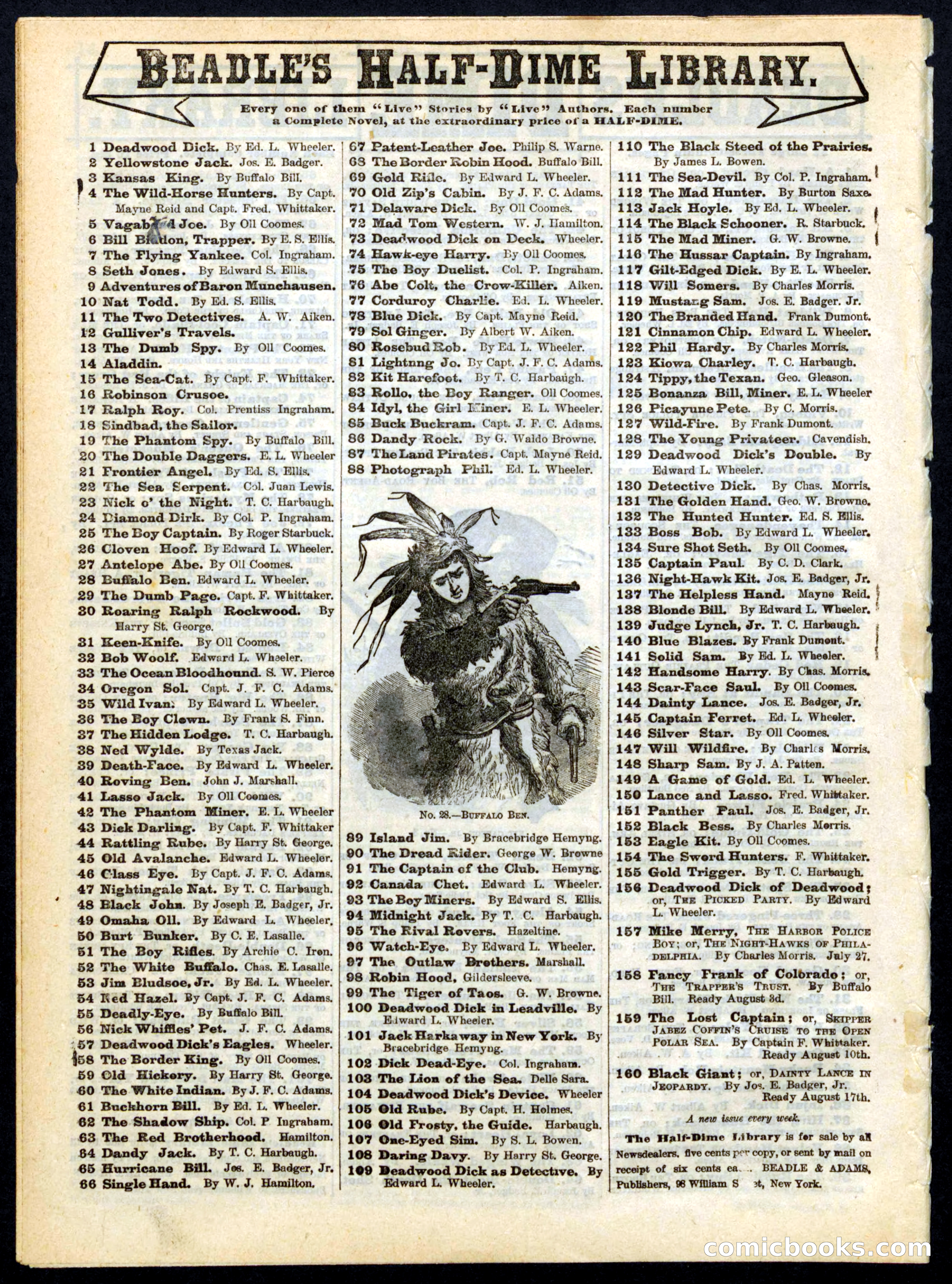 Beadle's Half Dime Library, No. 157 — page 16 of 16