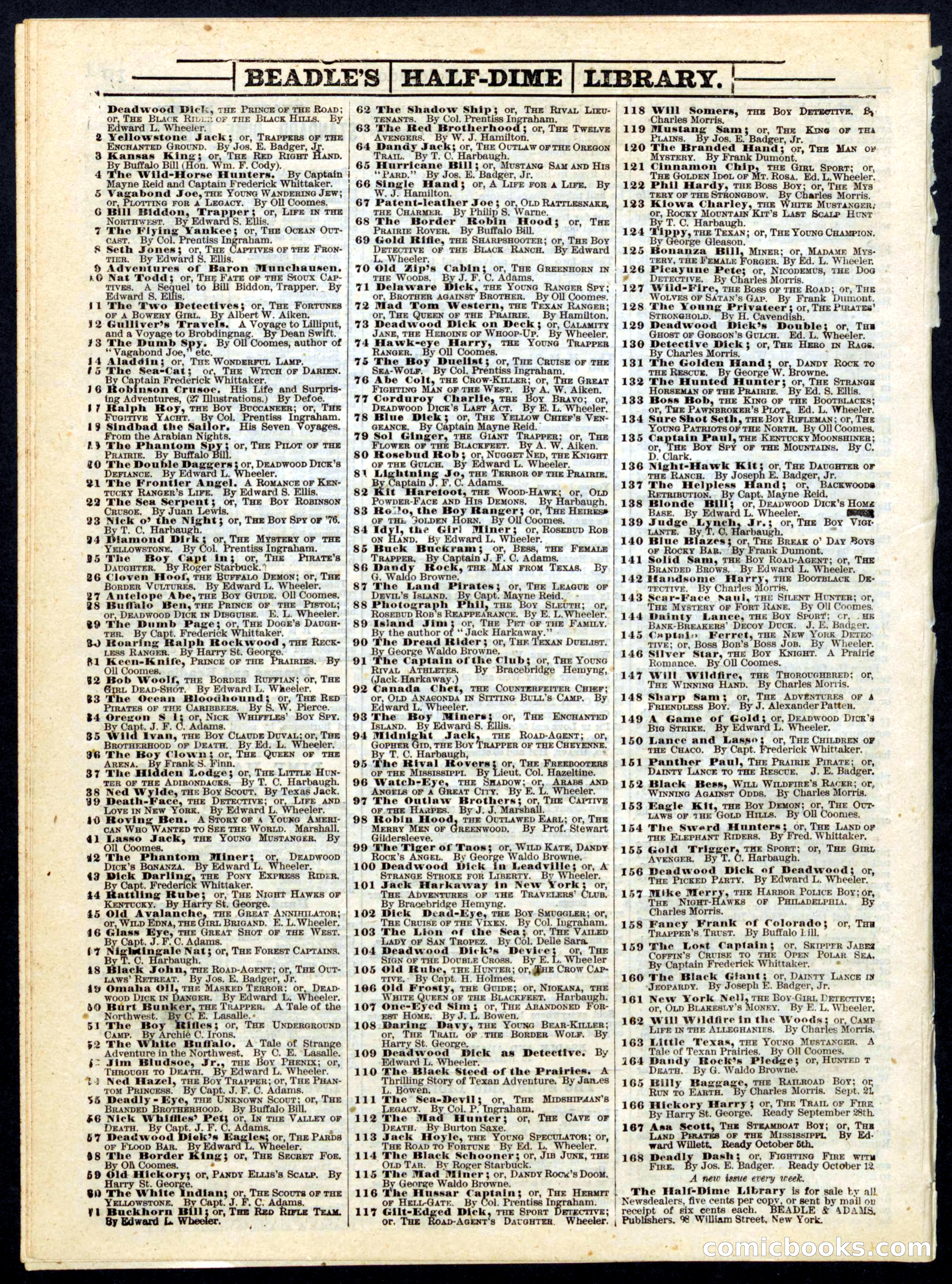 Beadle's Half Dime Library No. 158 — page 20 of 20