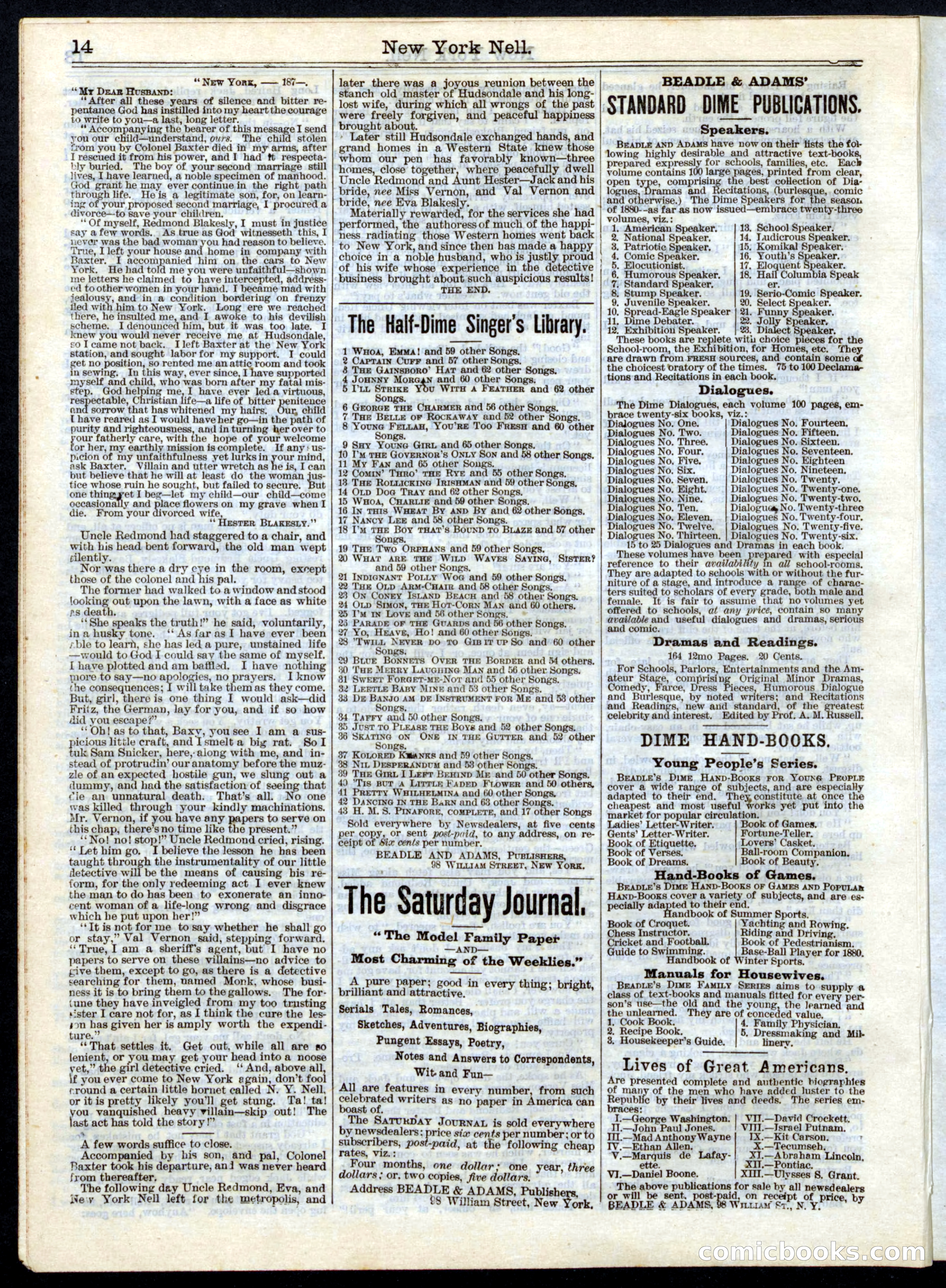Beadle's Half Dime Library No. 161 — page 14 of 16