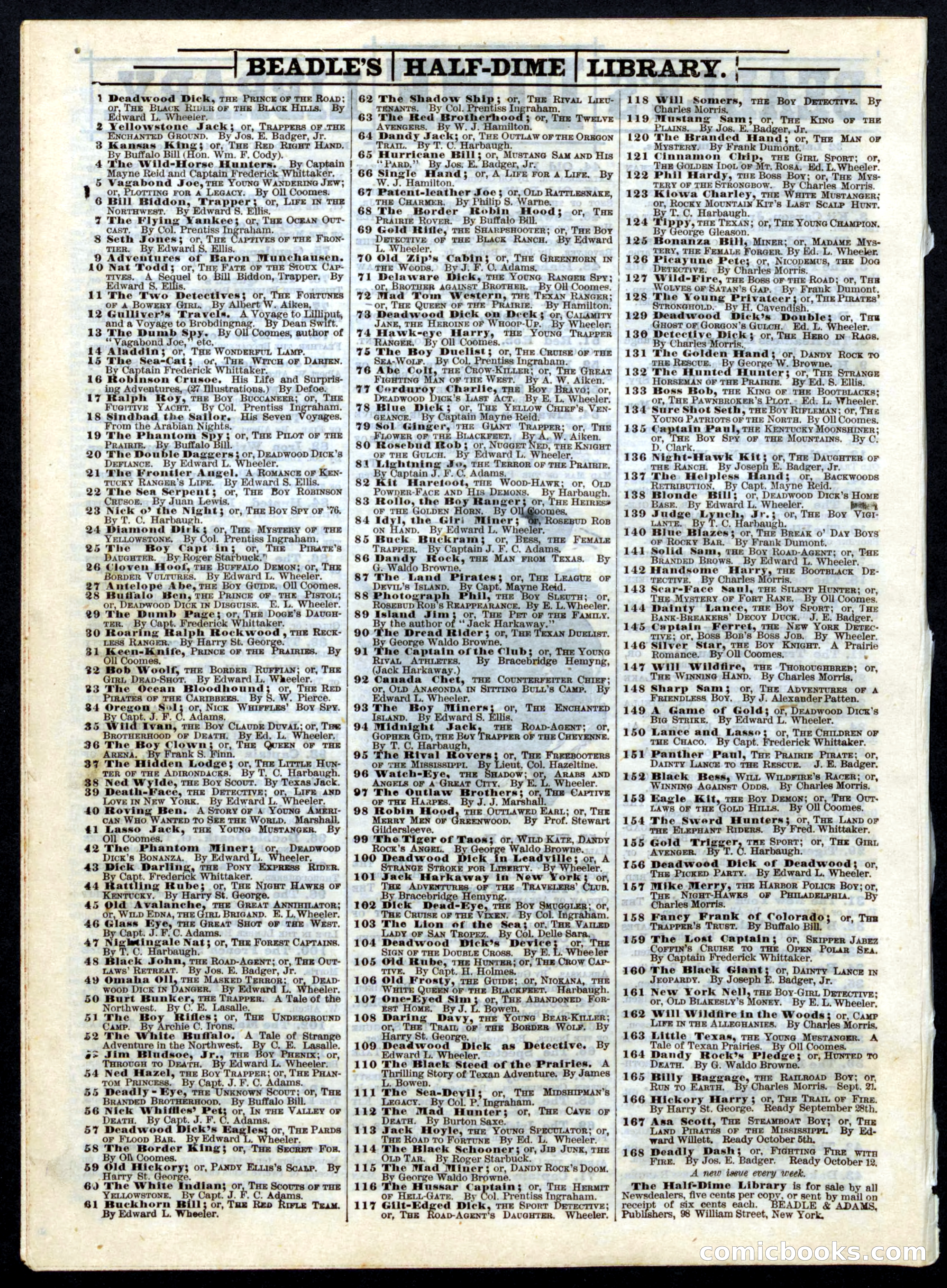 Beadle's Half Dime Library No. 161 — page 16 of 16