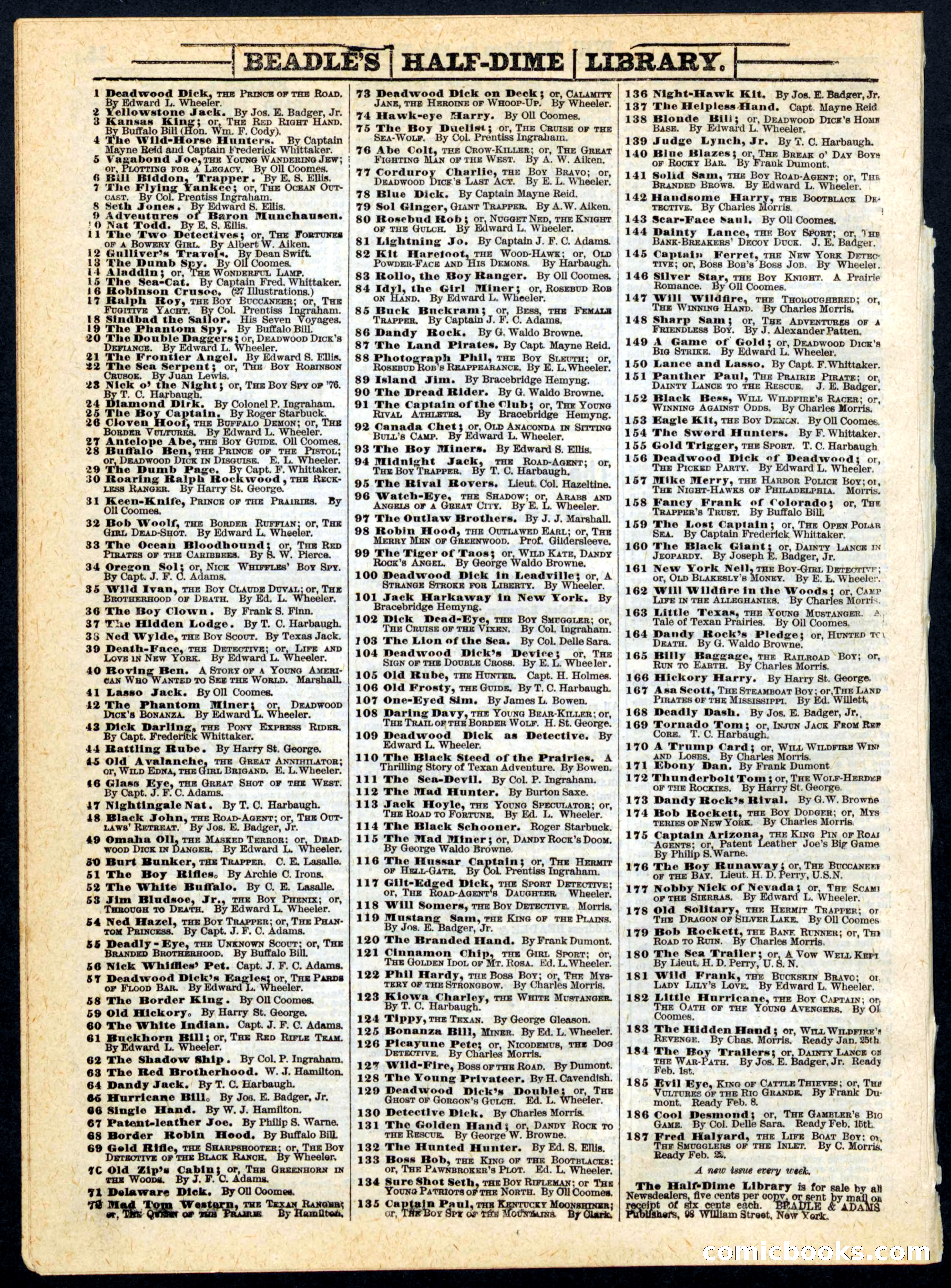 Beadle's Half Dime Library No. 162 — page 16 of 16