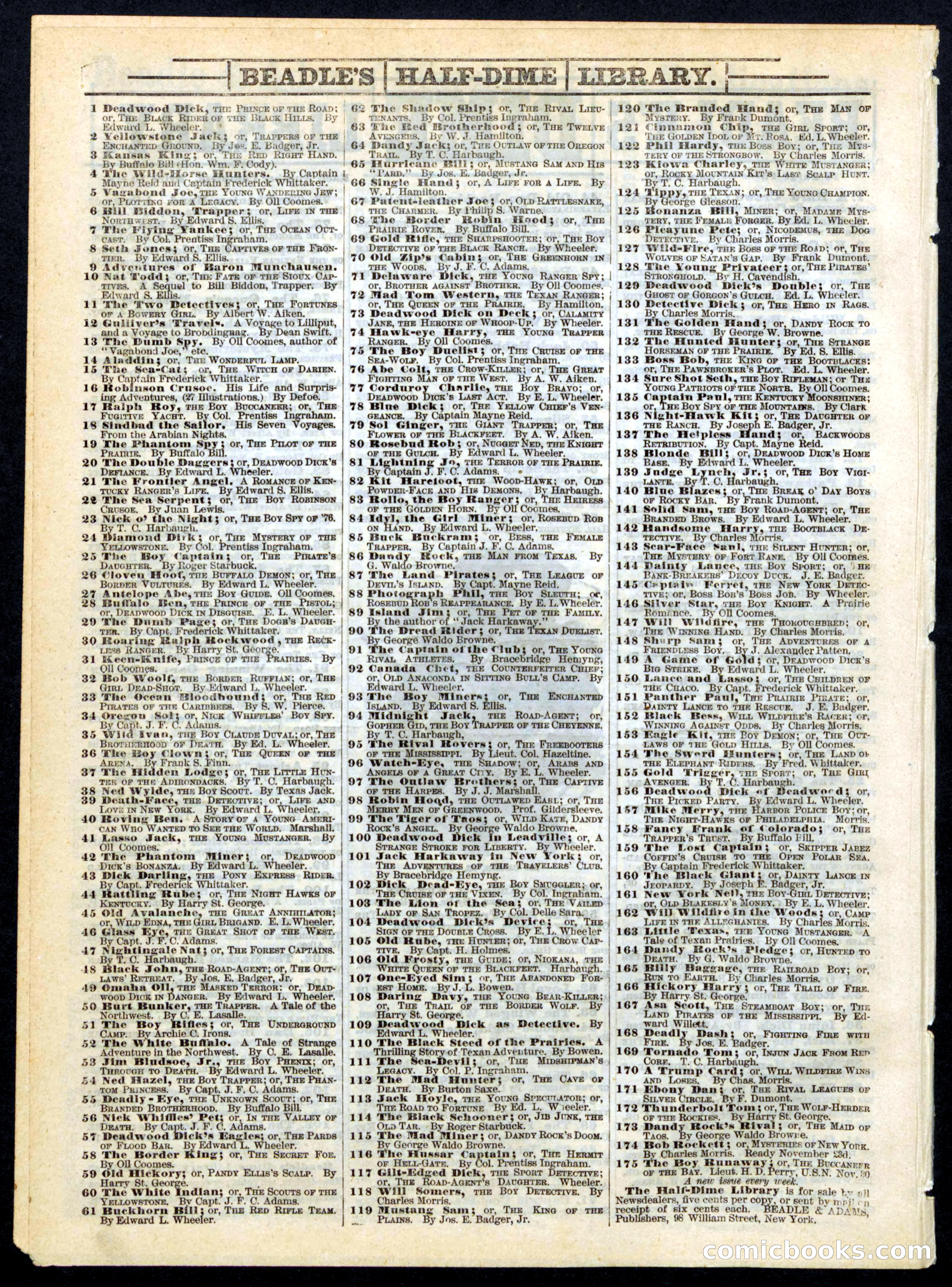 Beadle's Half Dime Library No. 164 — page 16 of 16