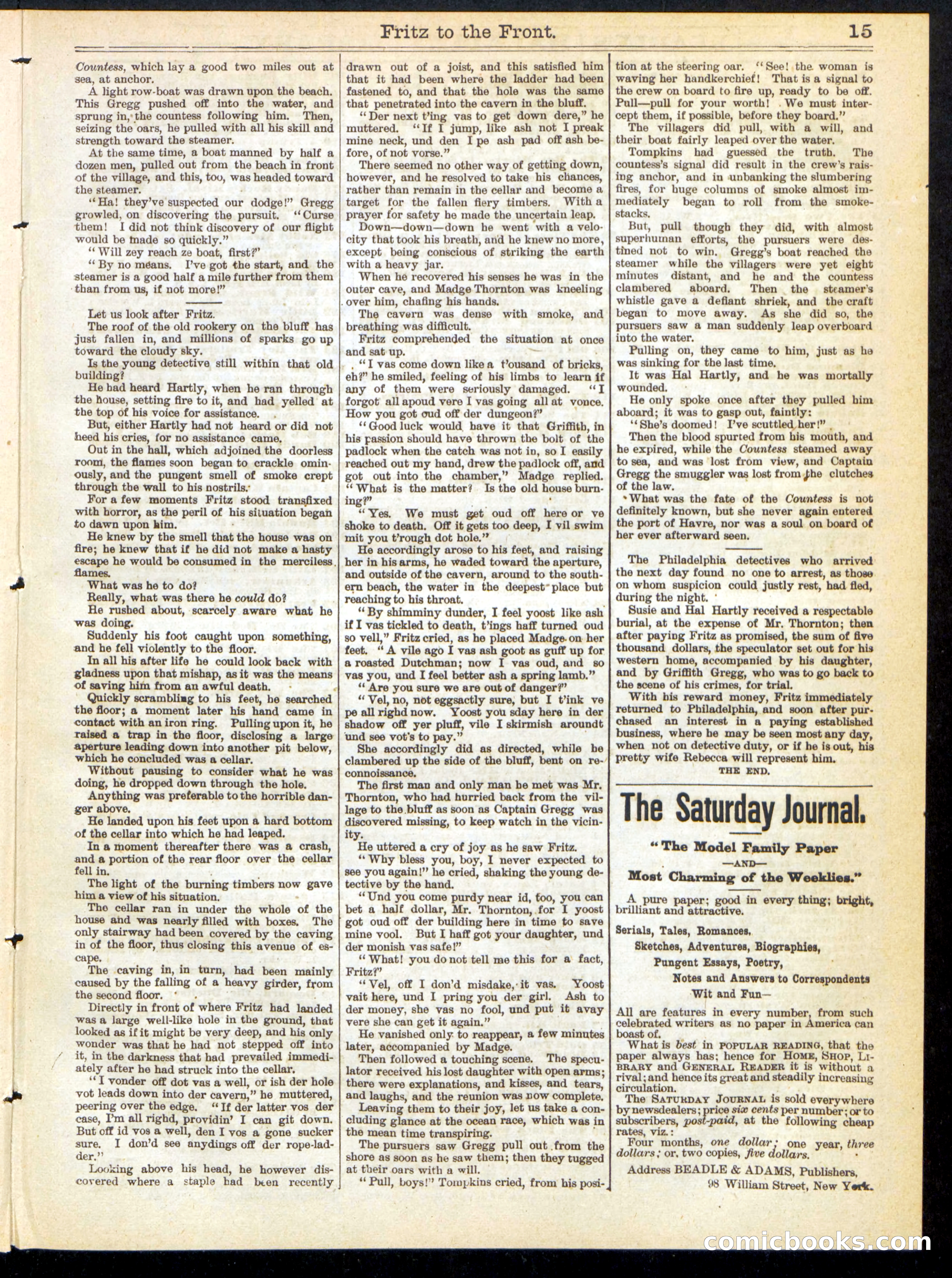 Beadle's Half Dime Library No. 213 — page 15 of 16