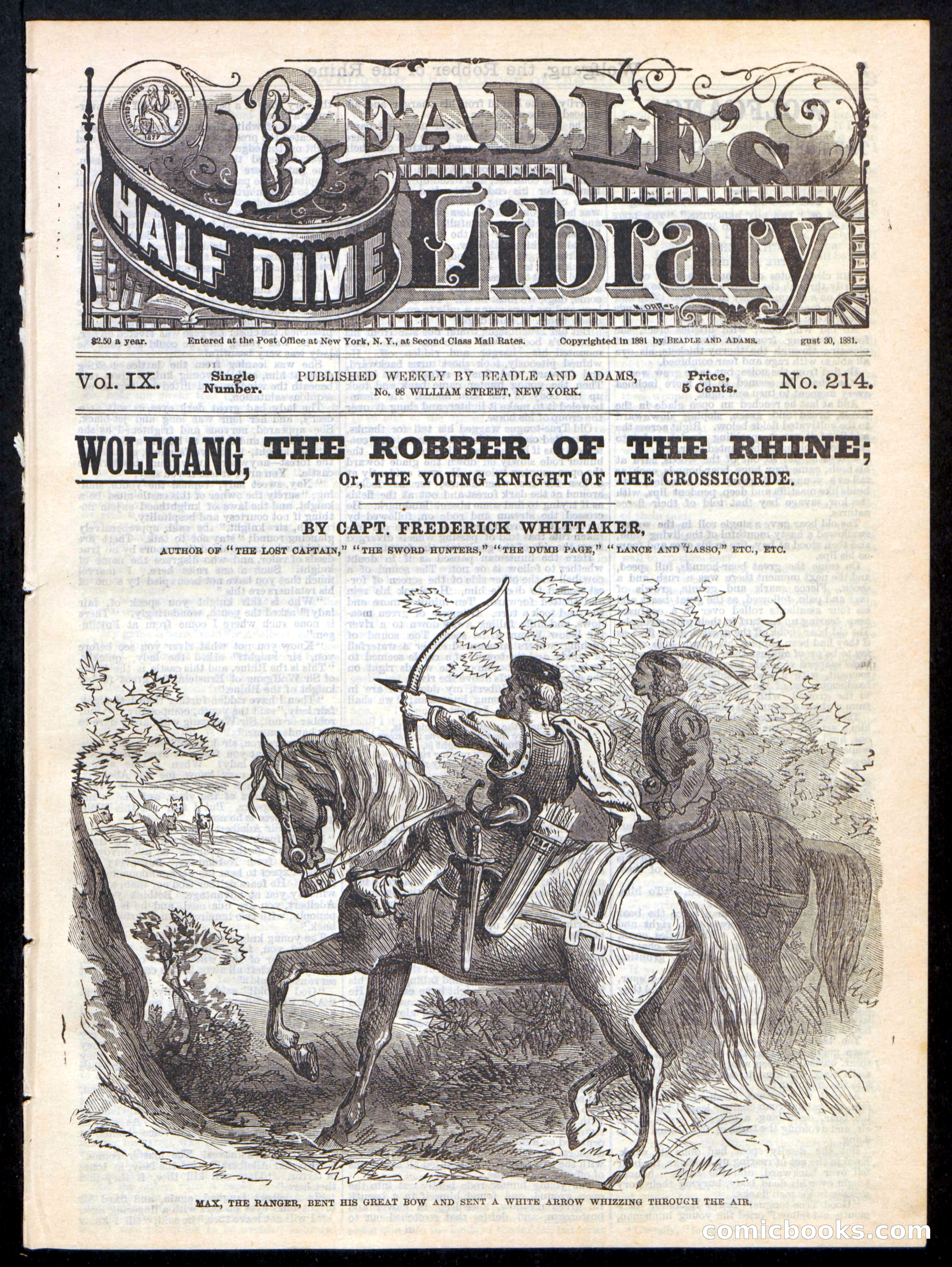 Beadle's Half Dime Library No. 214 — page 1 of 16