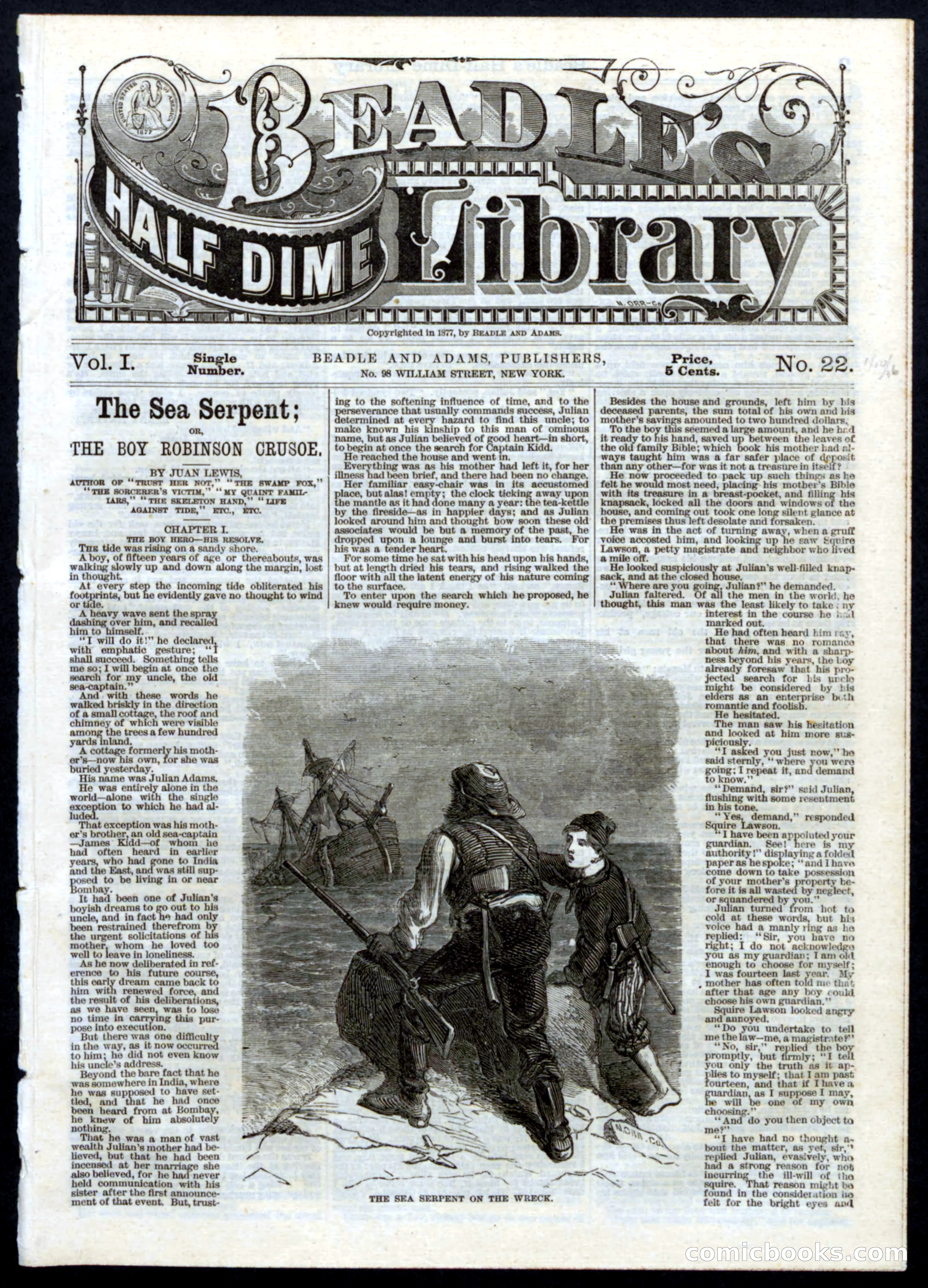 Beadle's Half Dime Library, No. 22 — page 1 of 16