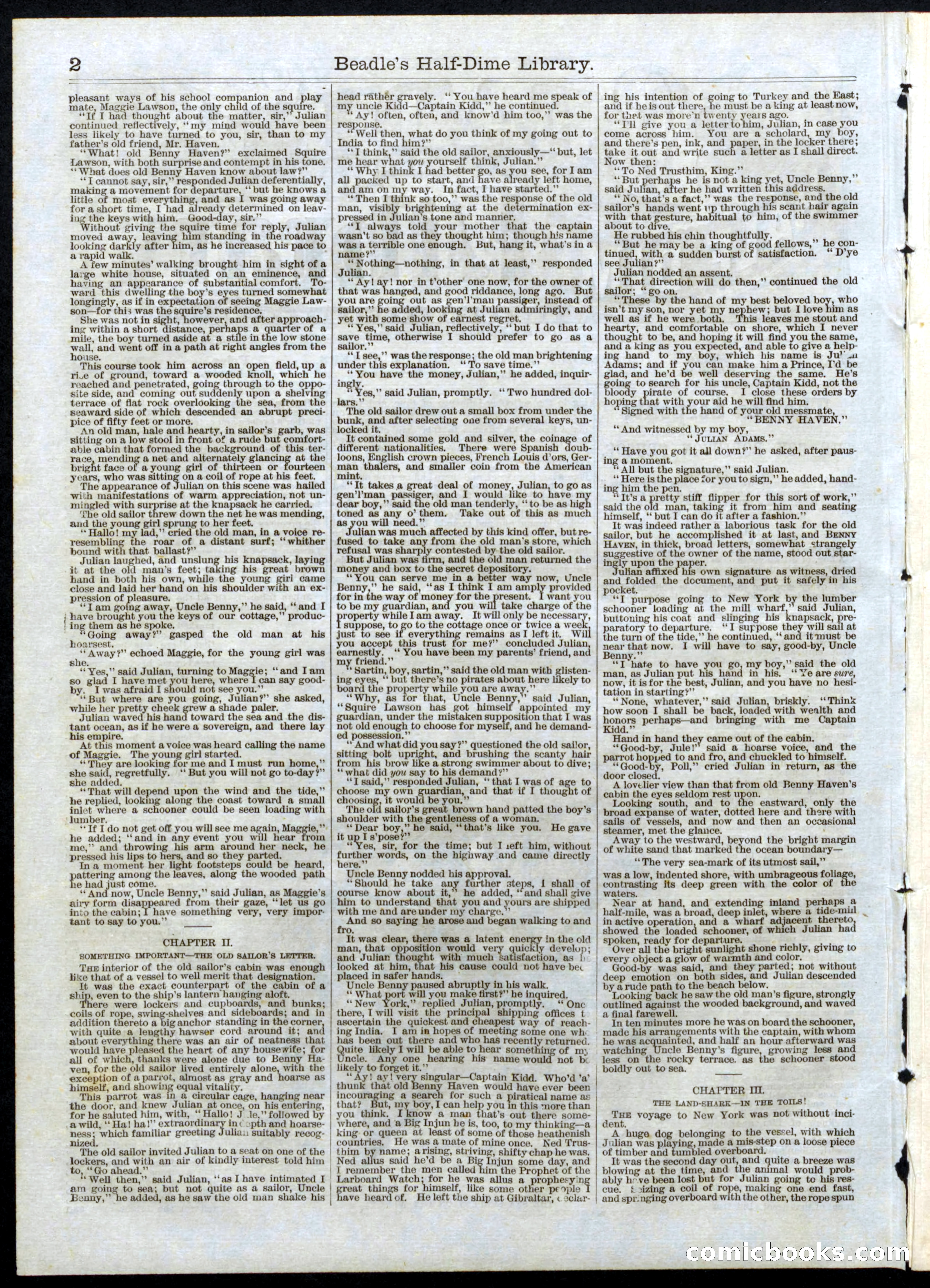 Beadle's Half Dime Library, No. 22 — page 2 of 16