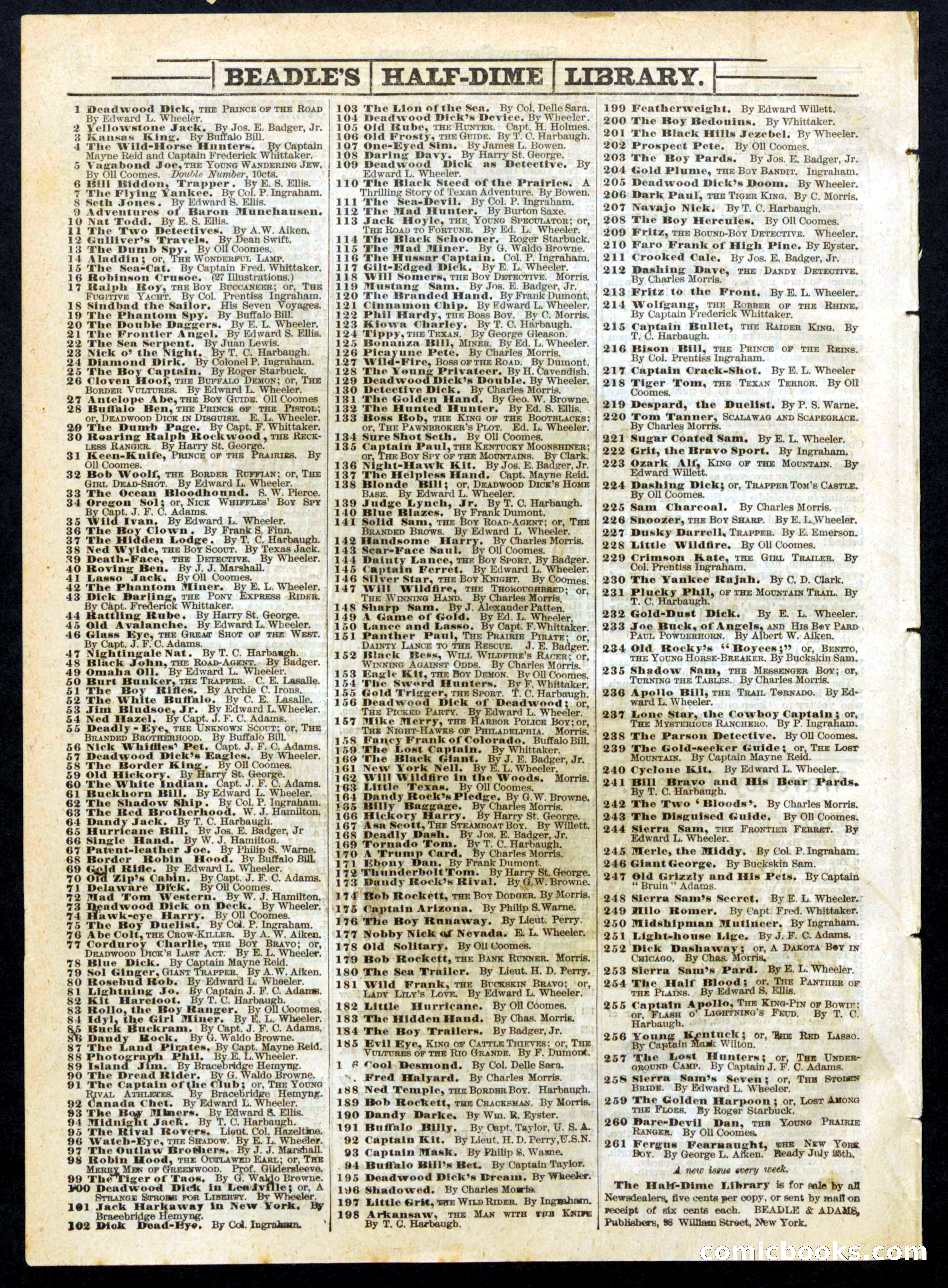 Beadle's Half Dime Library No. 258 — page 16 of 16