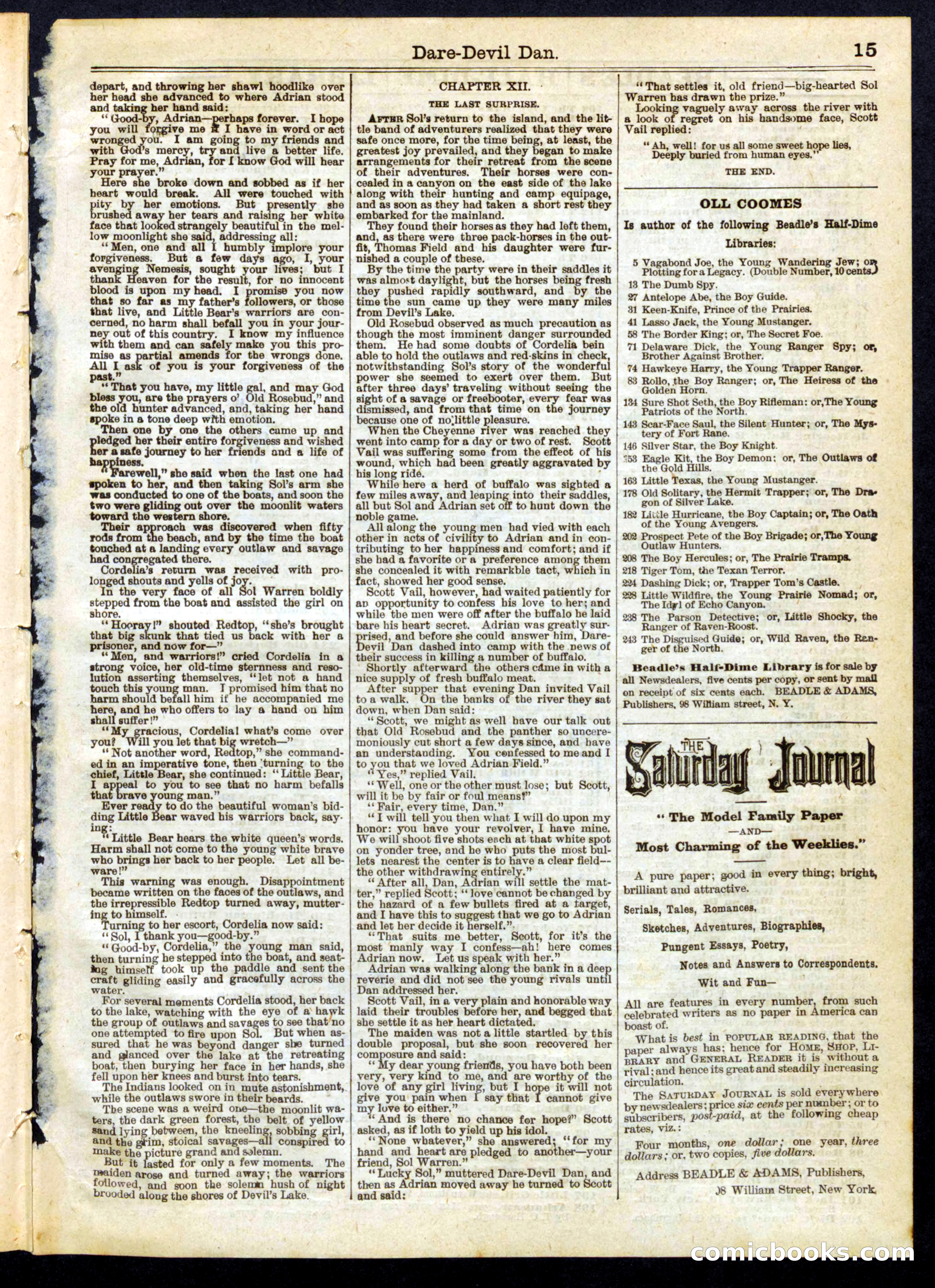 Beadle's Half Dime Library, No. 260 — page 15 of 16