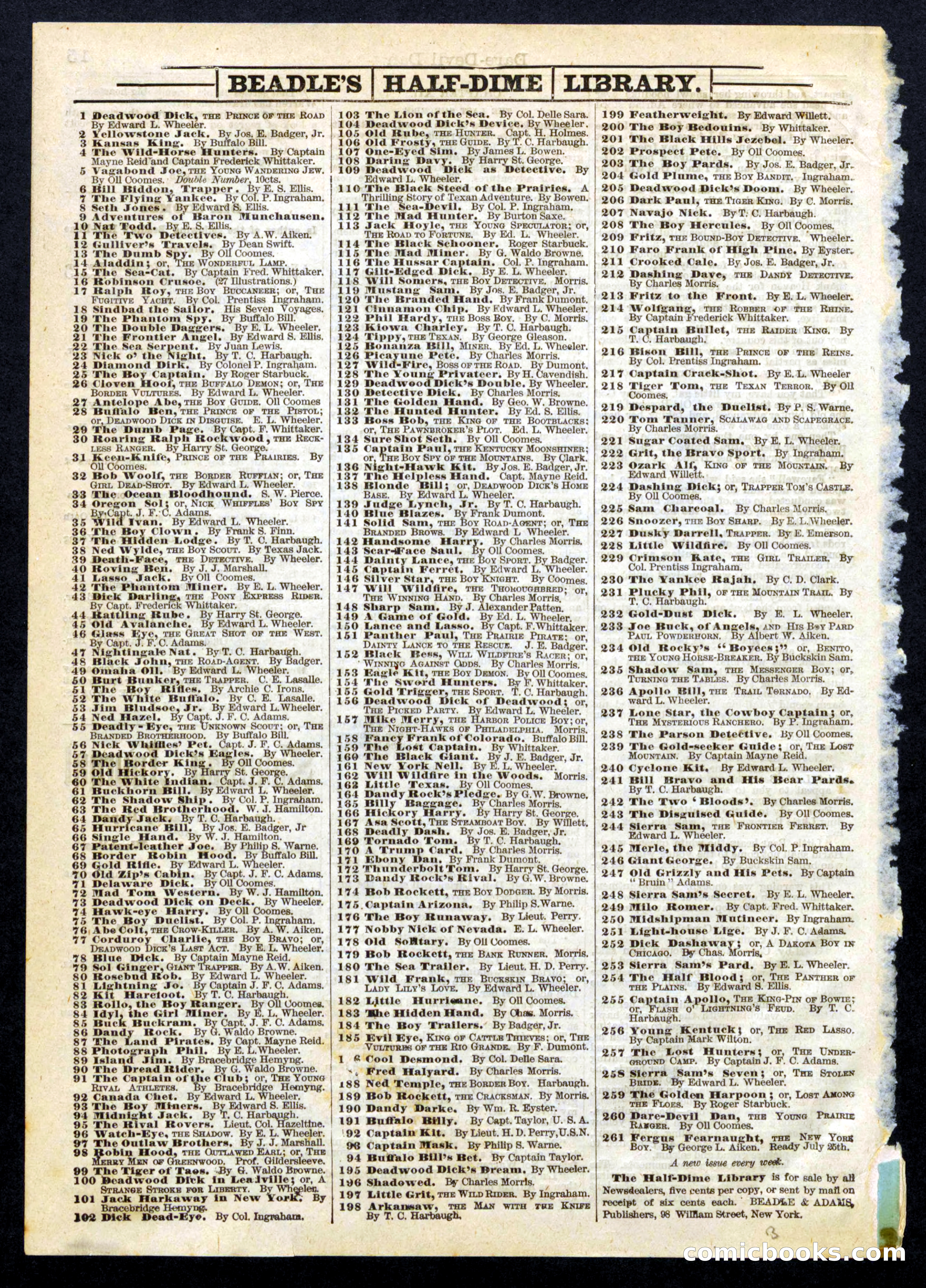 Beadle's Half Dime Library, No. 260 — page 16 of 16