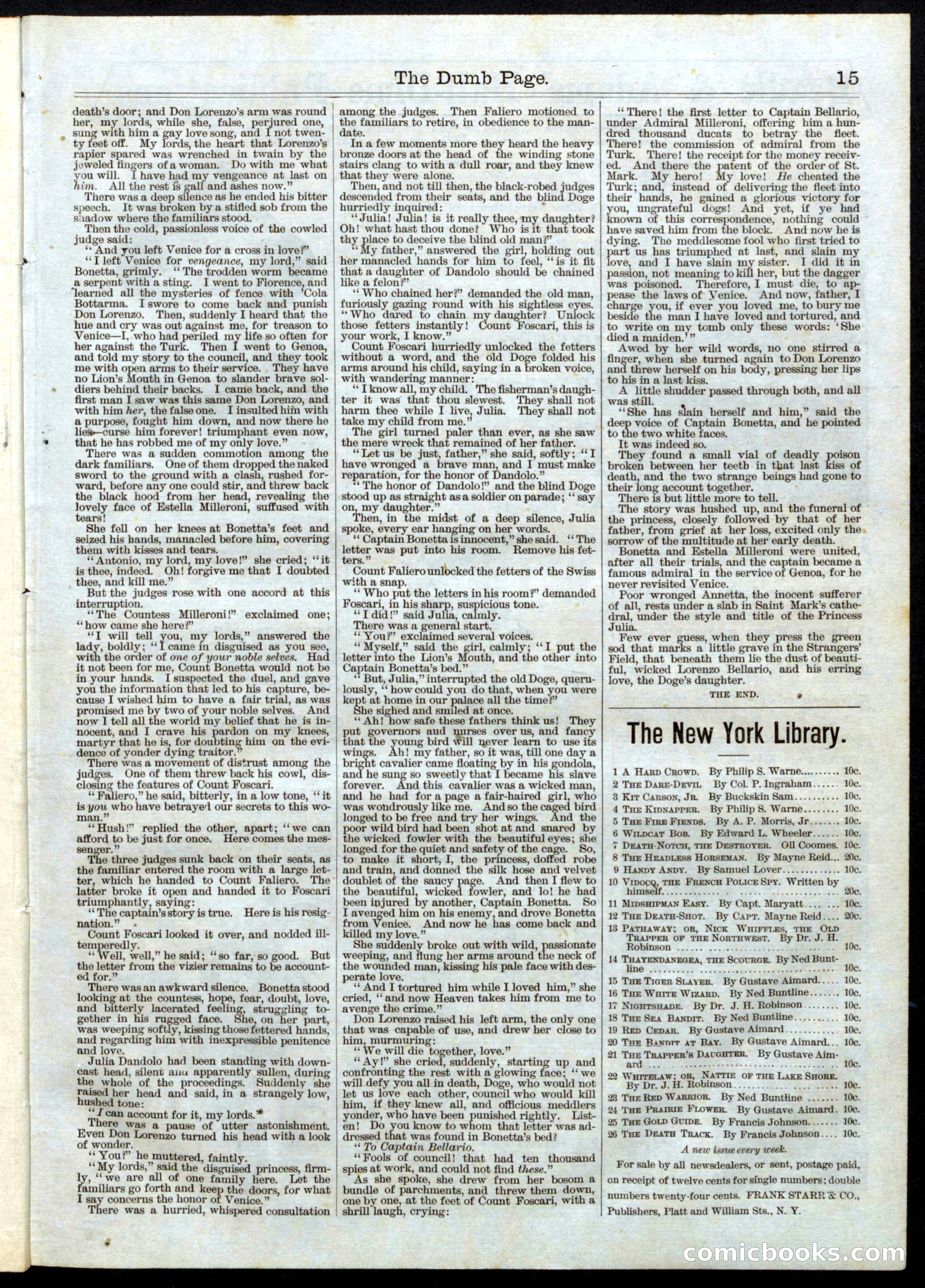 Beadle's Half Dime Library, No. 29 — page 15 of 16