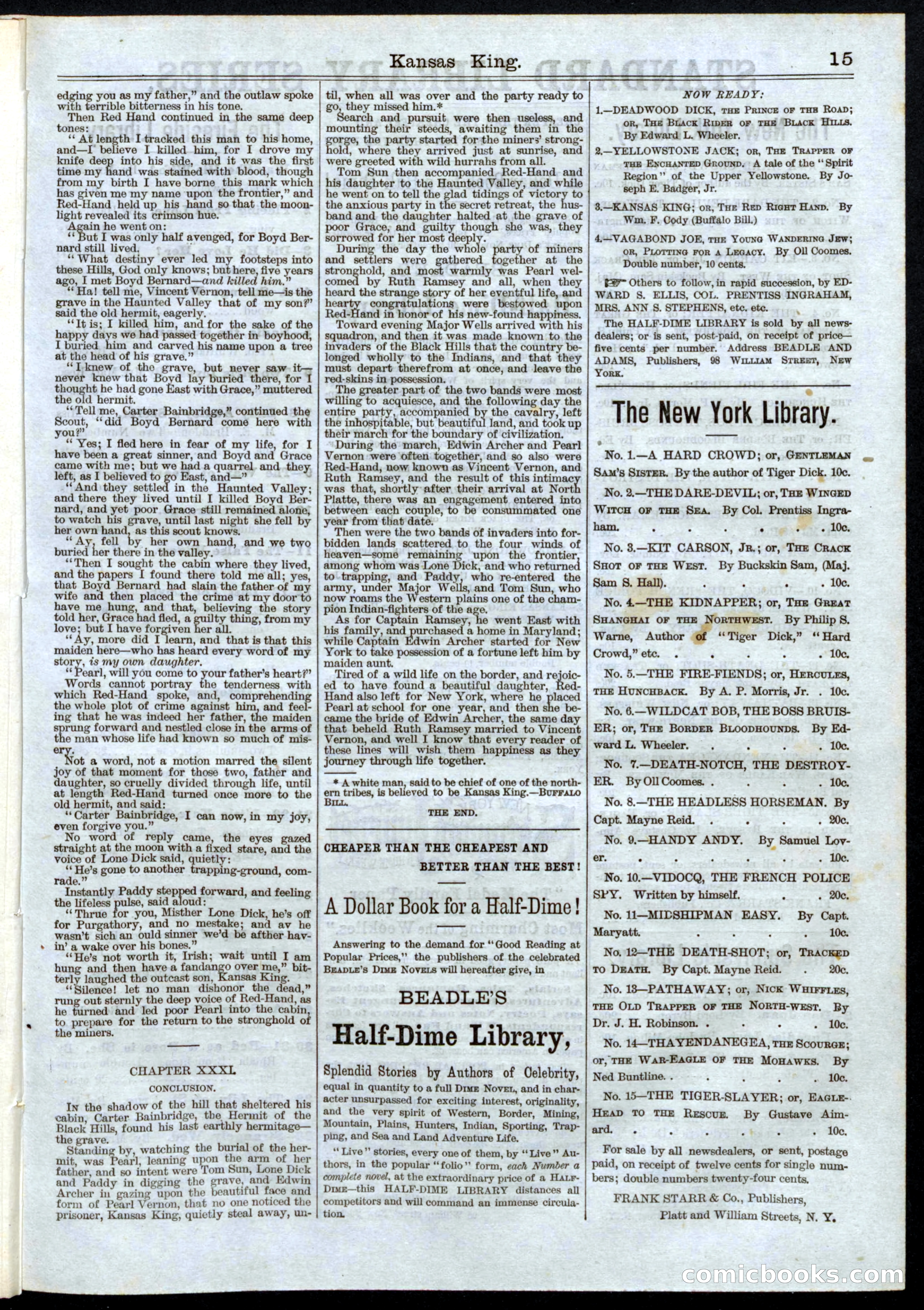 Beadle's Half Dime Library, No. 3 — page 15 of 16