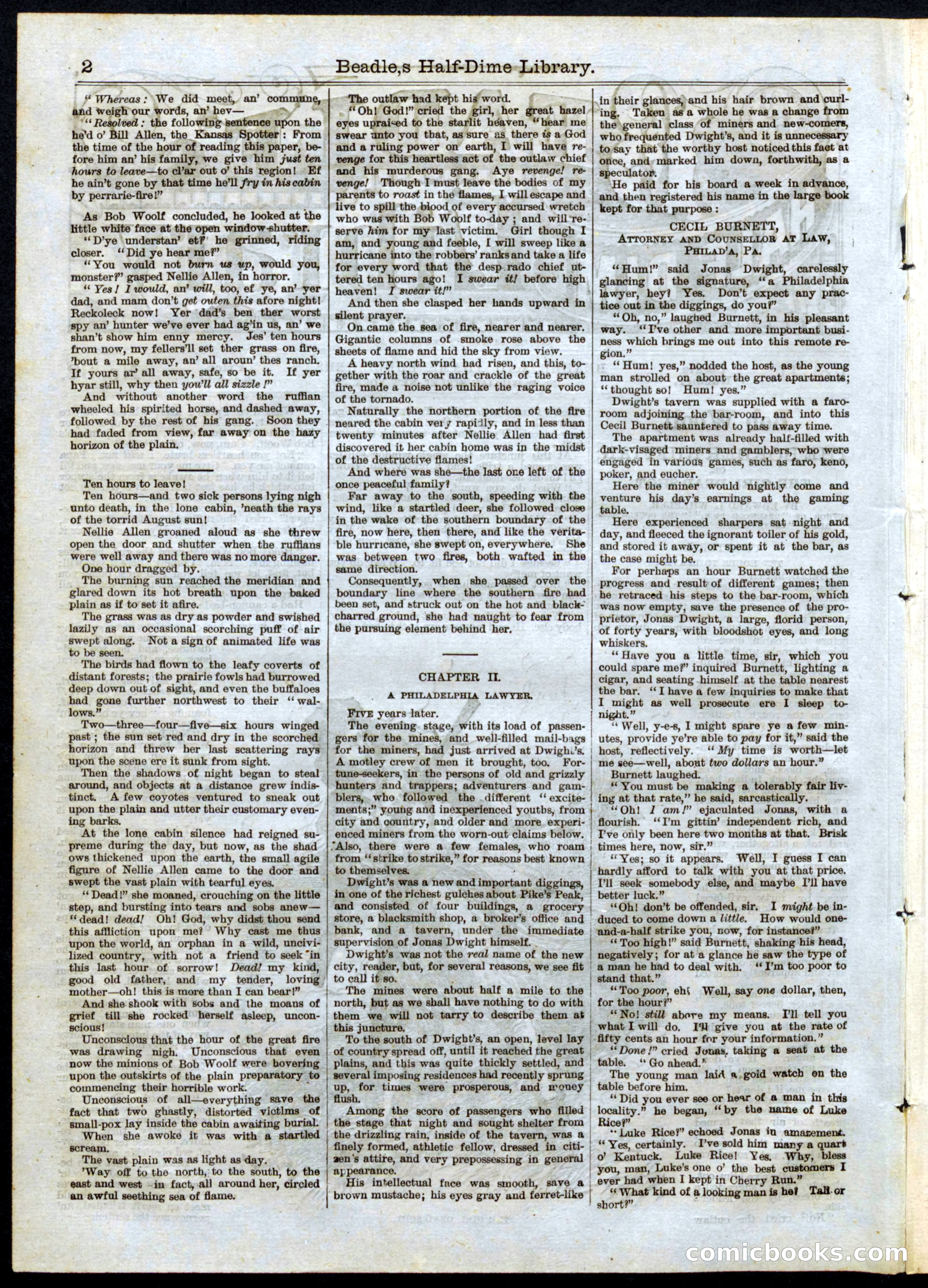 Beadle's Half Dime Library No. 32 — page 2 of 20
