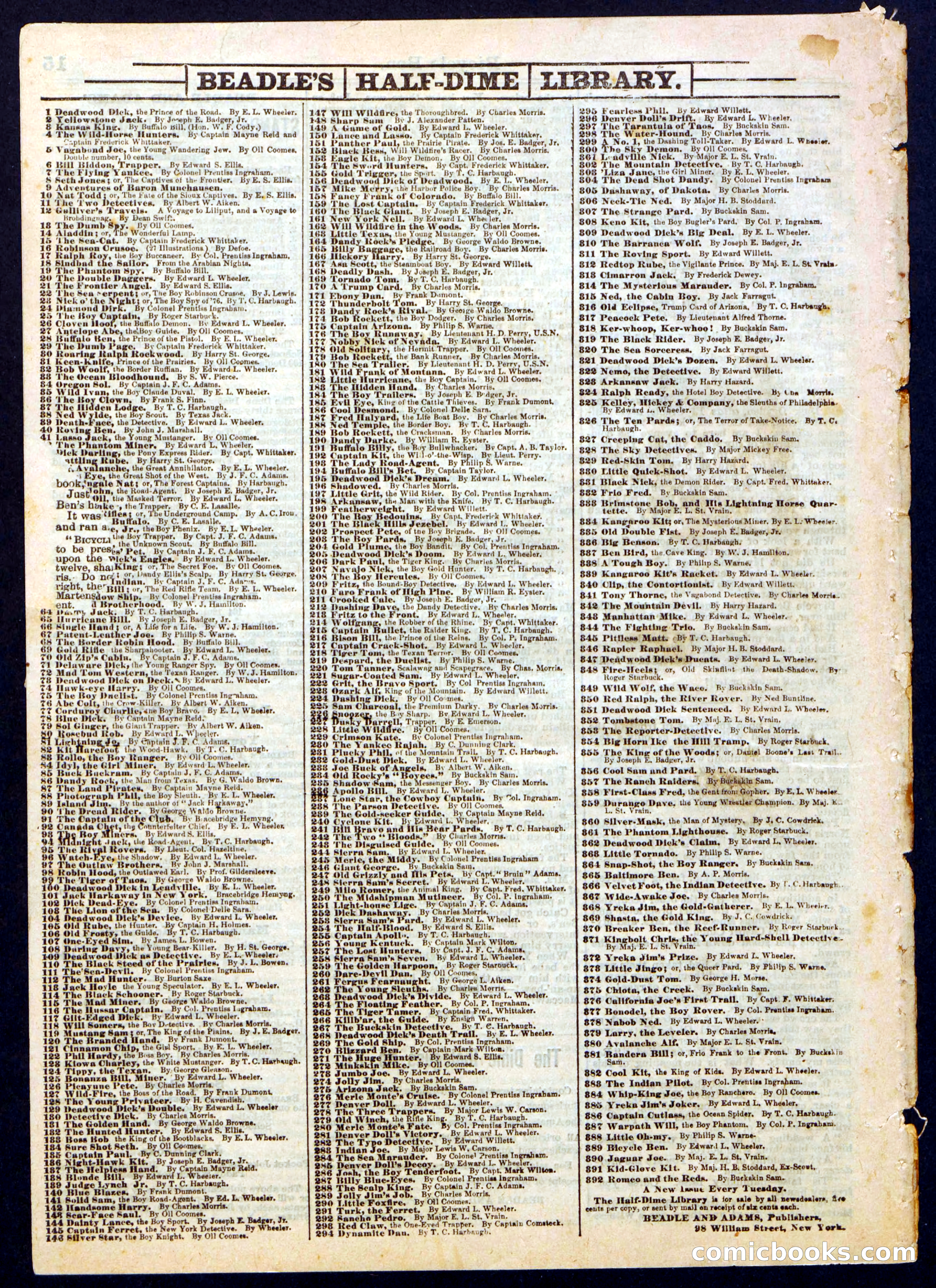 Beadle's Half Dime Library No. 389 — page 16 of 16