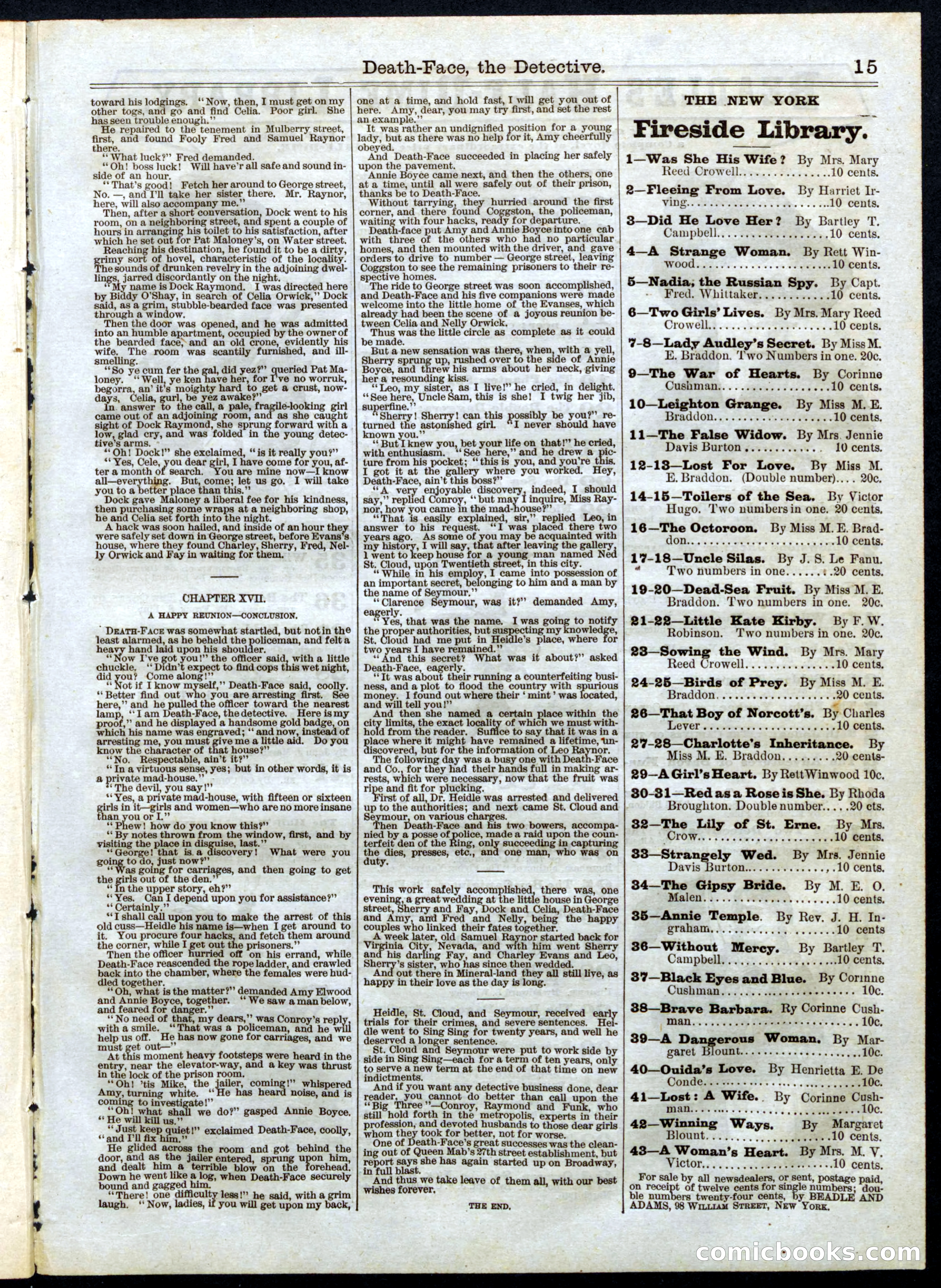 Beadle's Half Dime Library, No. 39 — page 15 of 16