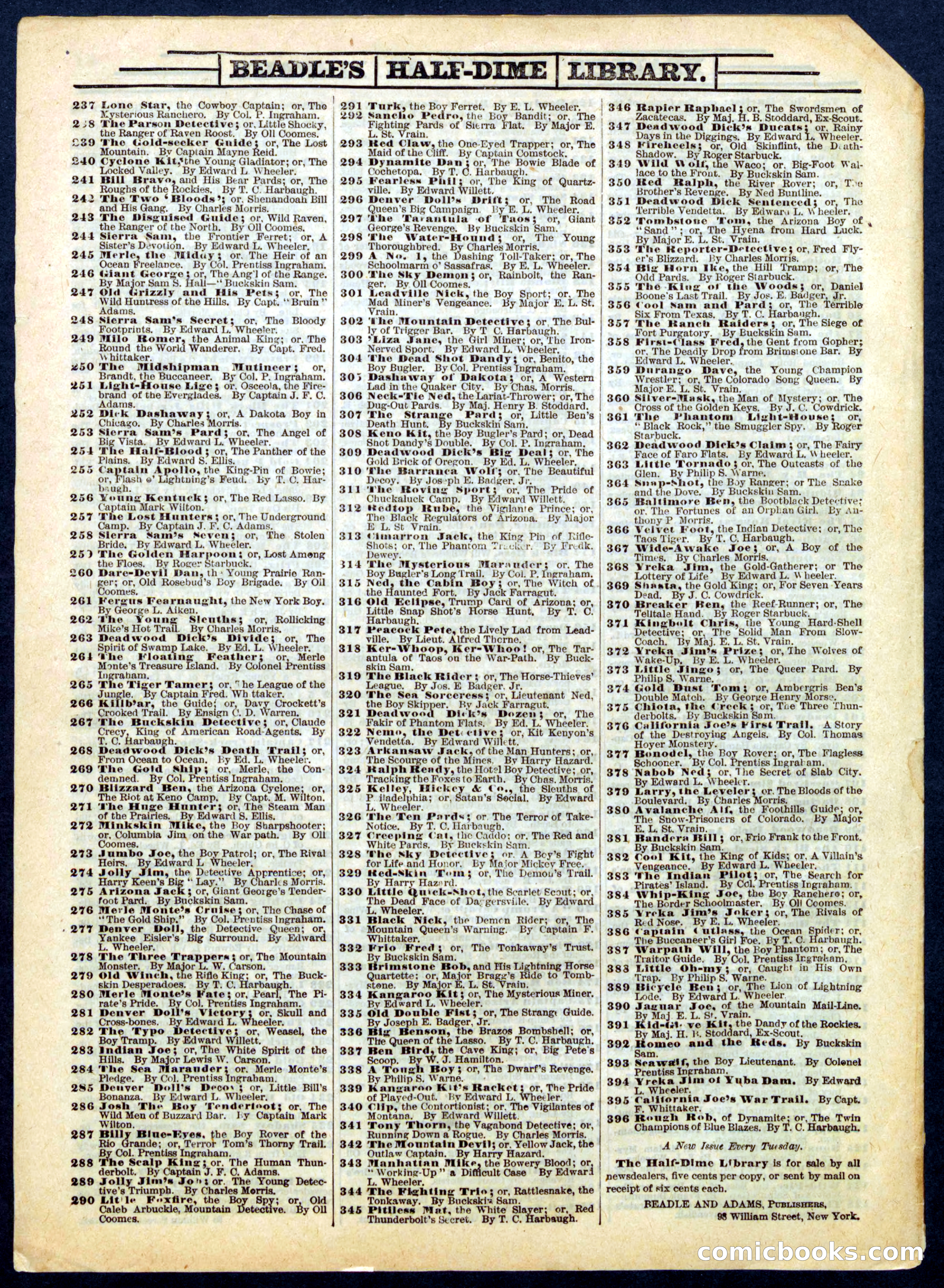 Beadle's Half Dime Library No. 392 — page 16 of 16