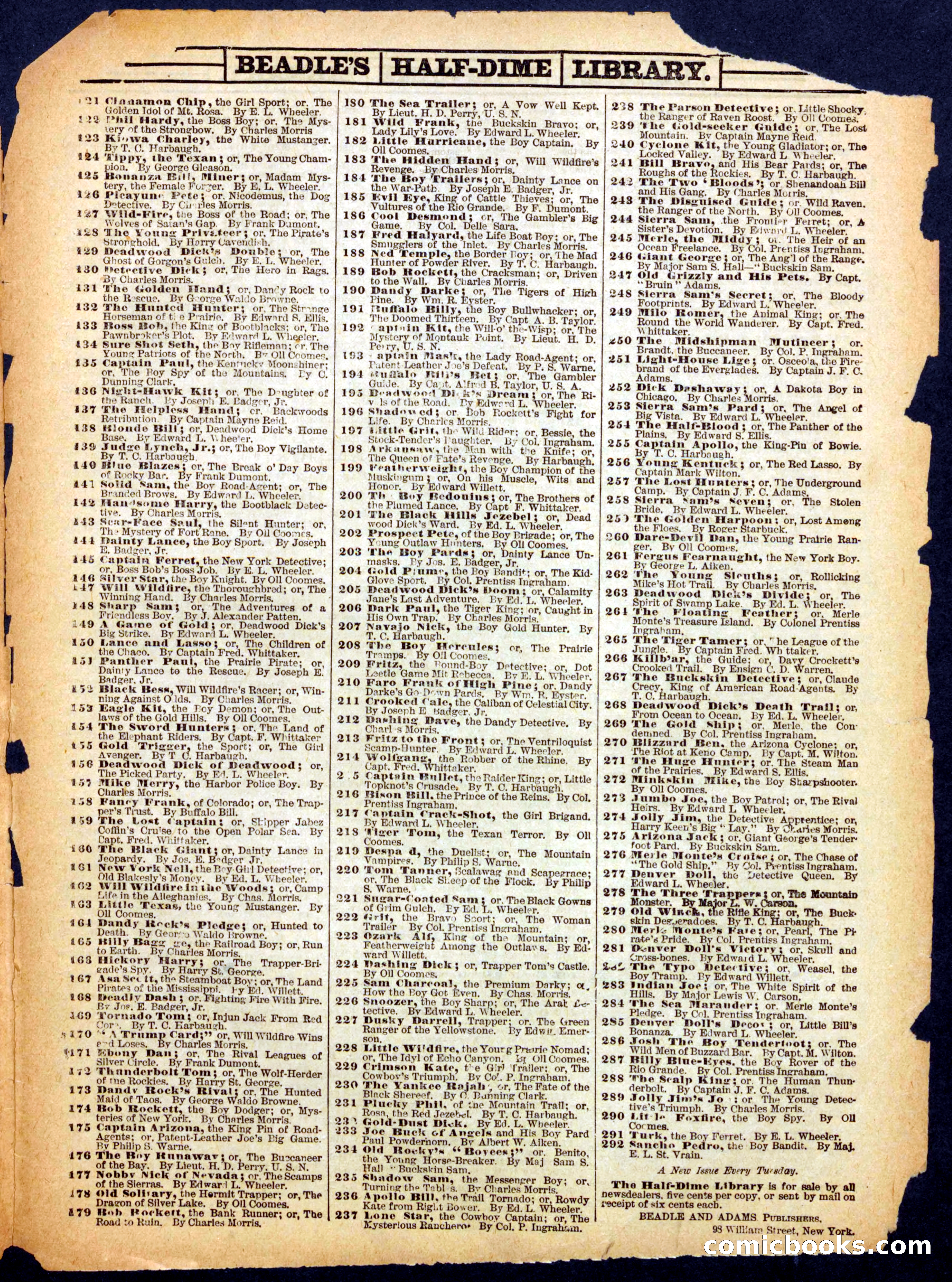 Beadle's Half Dime Library, No. 394 — page 15 of 16