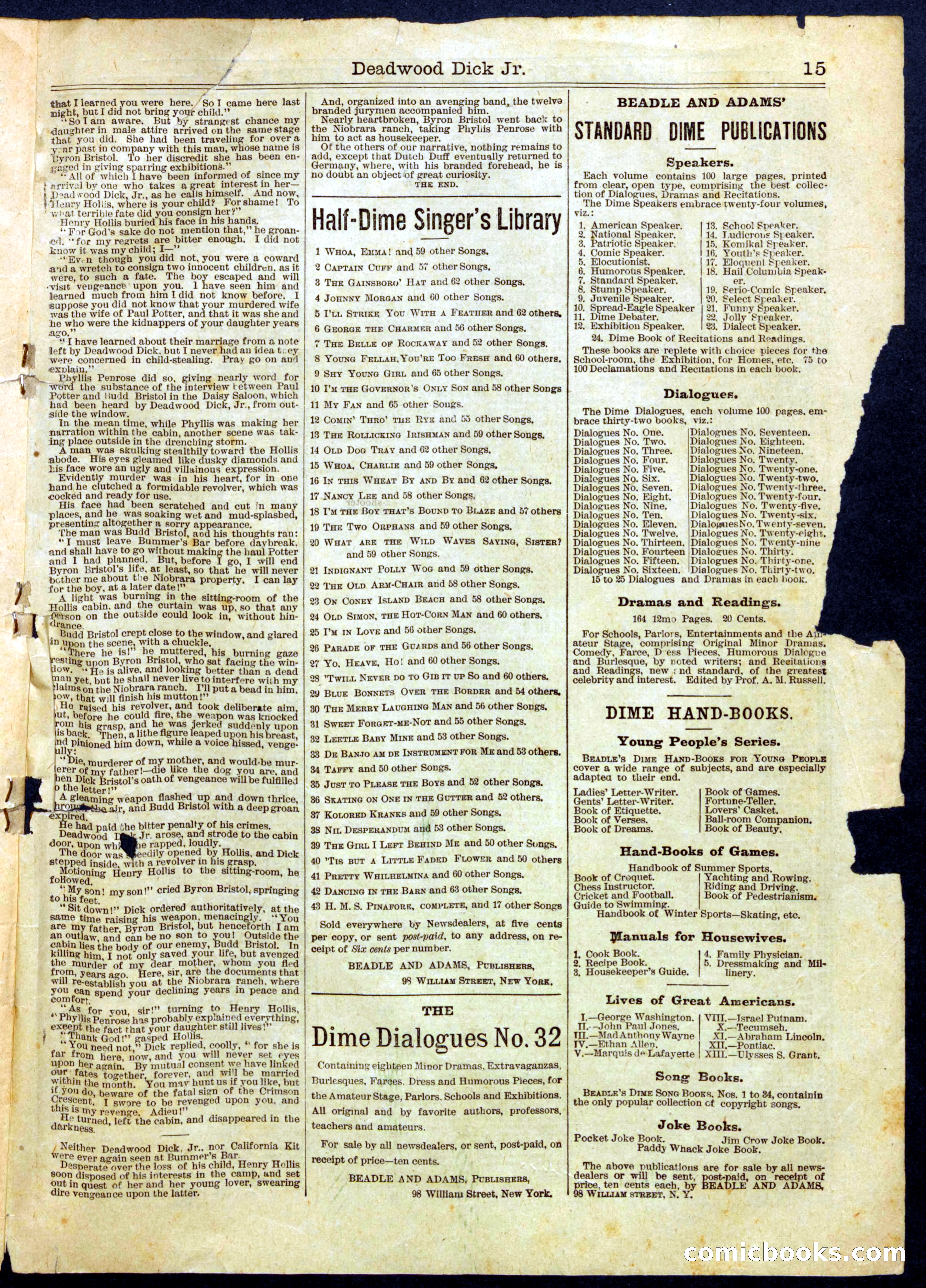 Beadle's Half Dime Library No. 443 — page 15 of 16