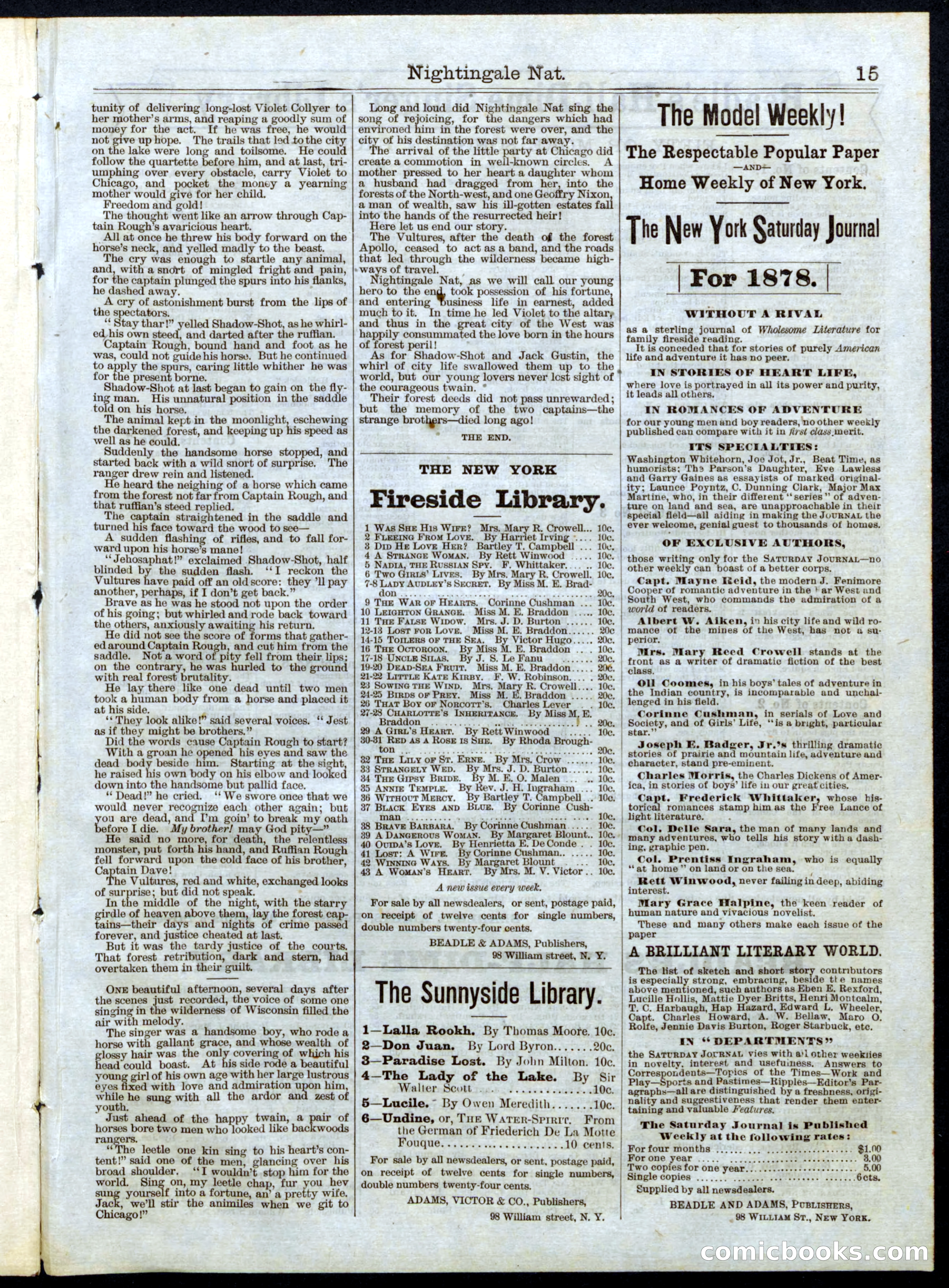 Beadle's Half Dime Library, No. 47 — page 15 of 16