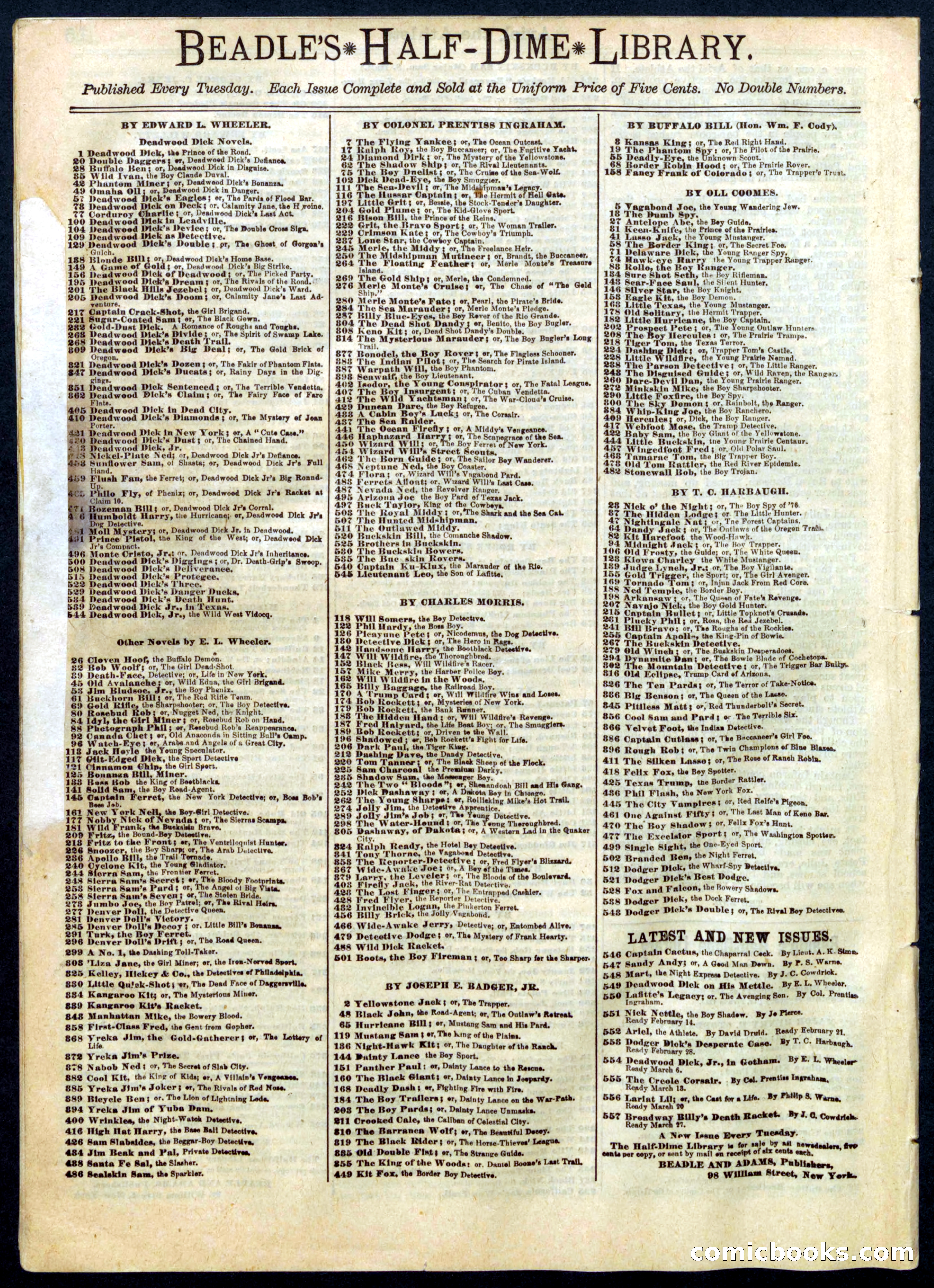 Beadle's Half Dime Library, No. 552 — page 16 of 16