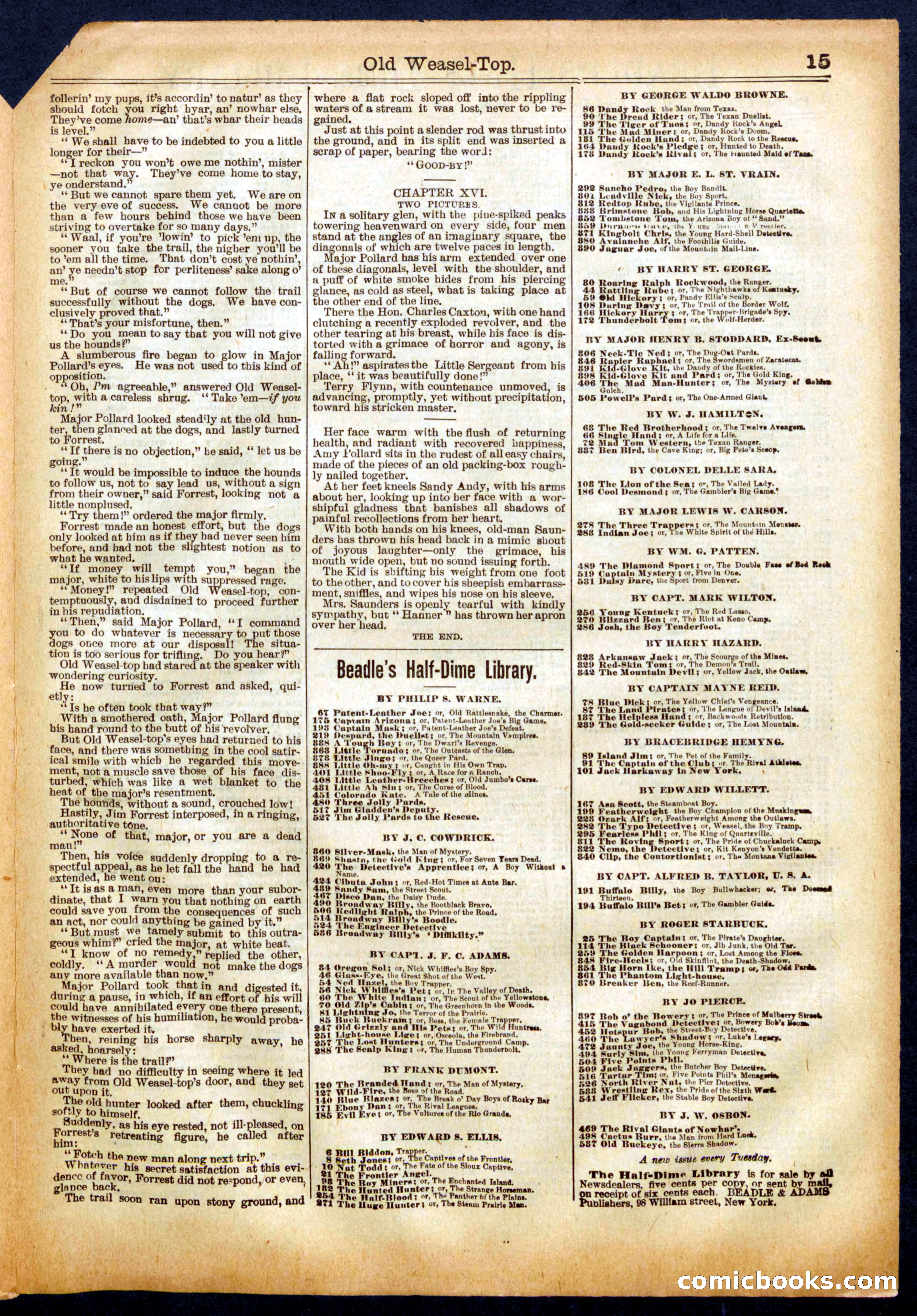 Beadle's Half Dime Library, No. 574 — page 15 of 16