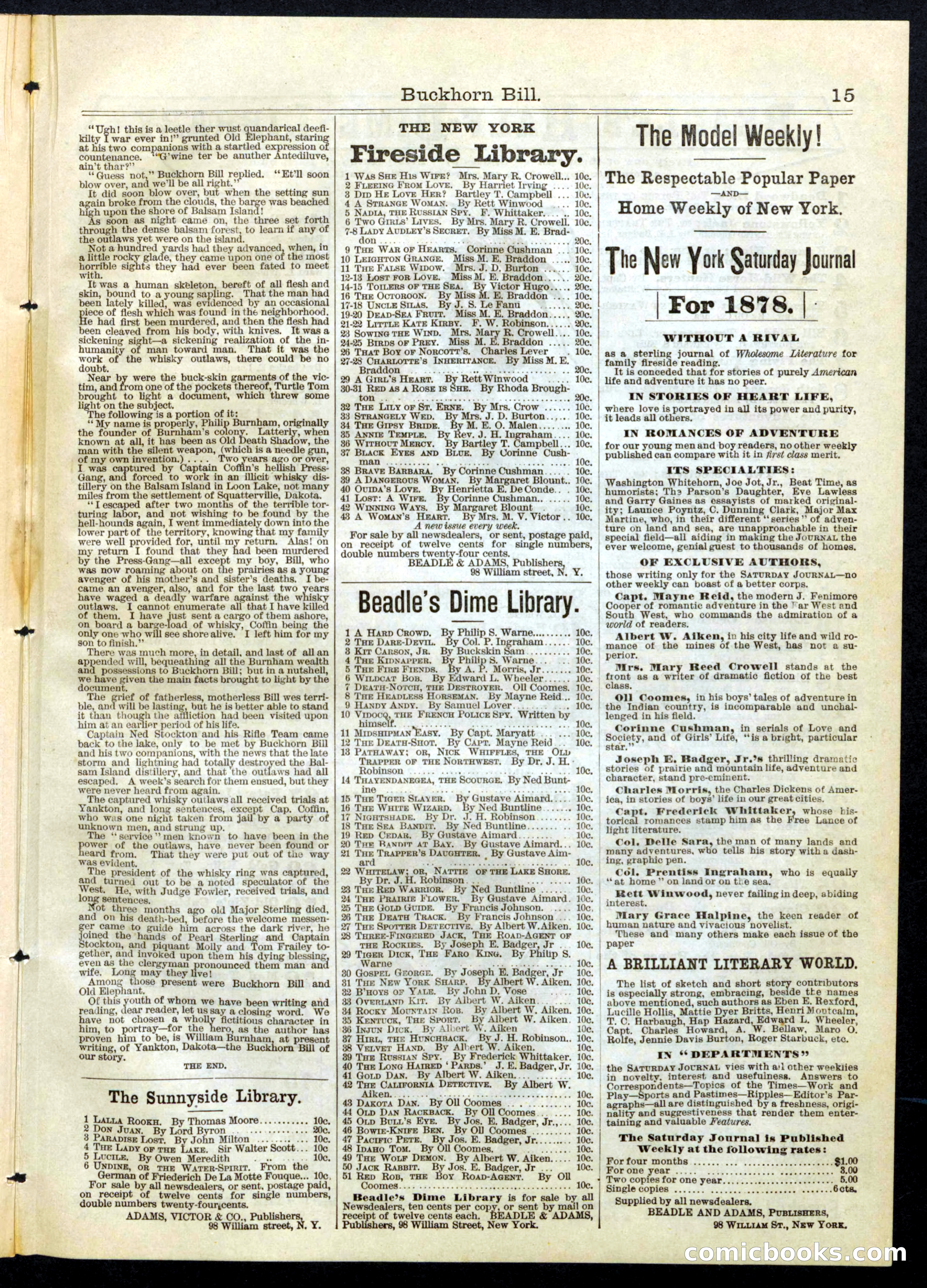 Beadle's Half Dime Library, No. 61 — page 15 of 16