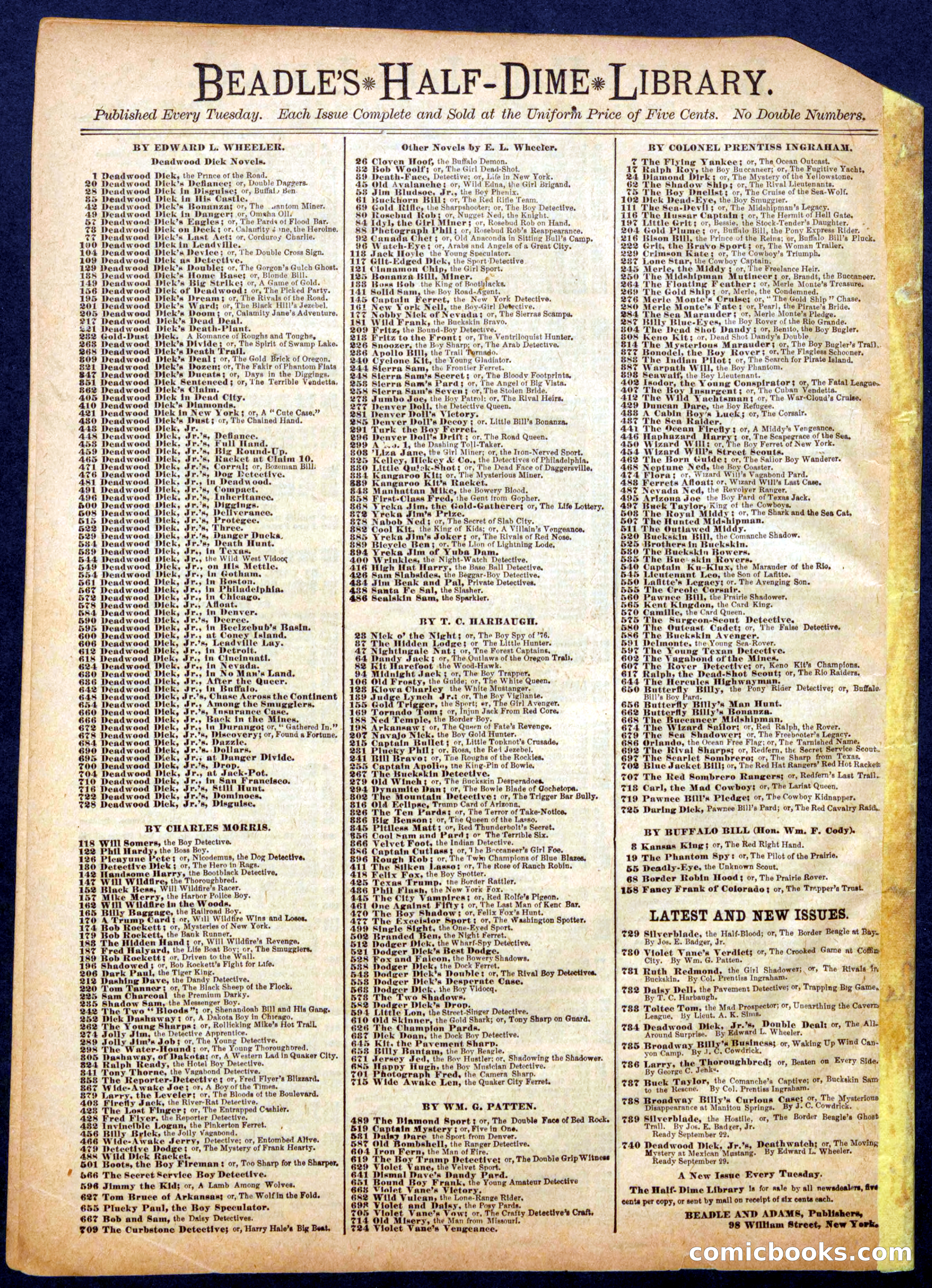 Beadle's Half Dime Library No. 618 — page 16 of 16