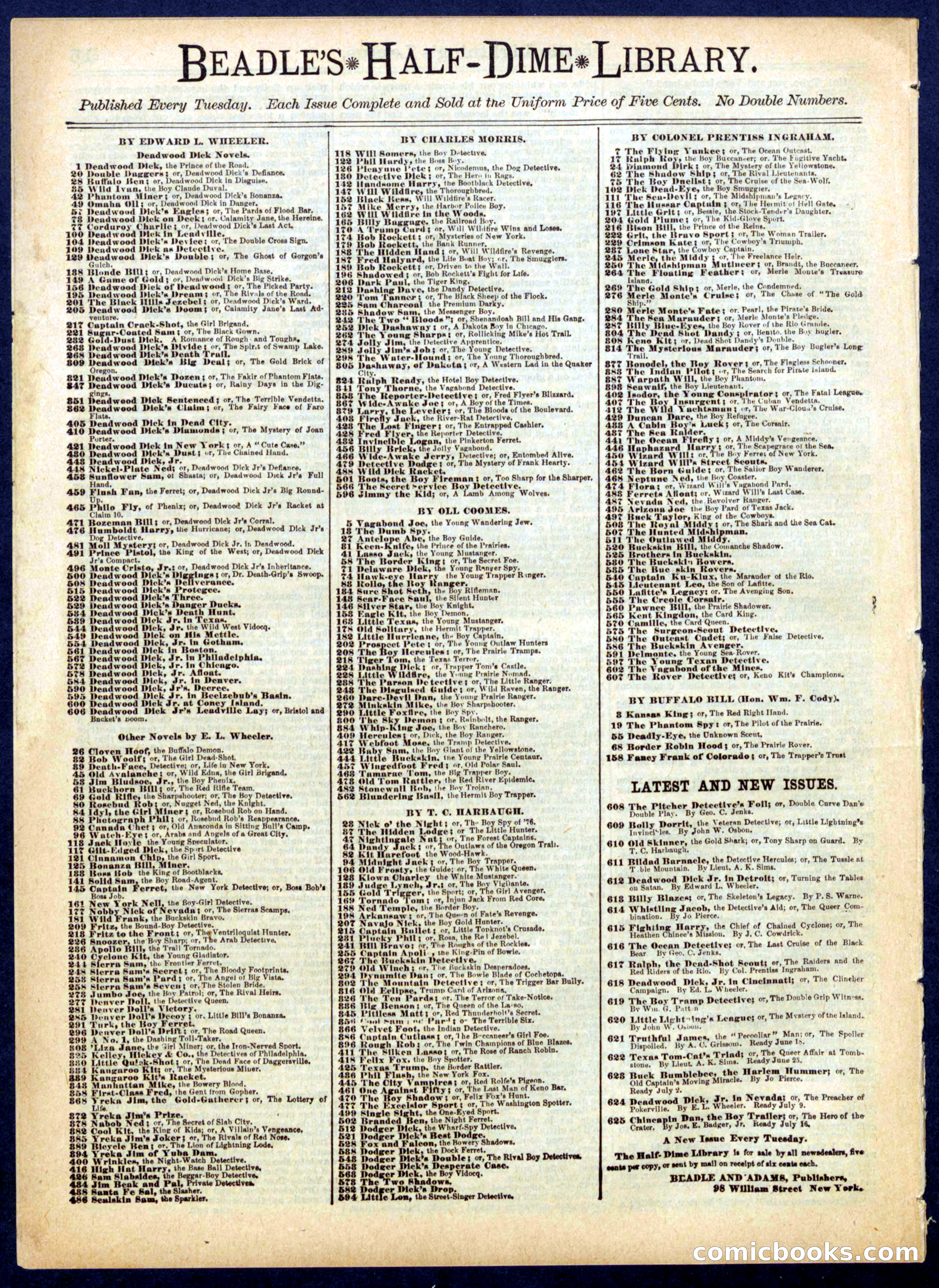 Beadle's Half Dime Library, No. 620 — page 16 of 16