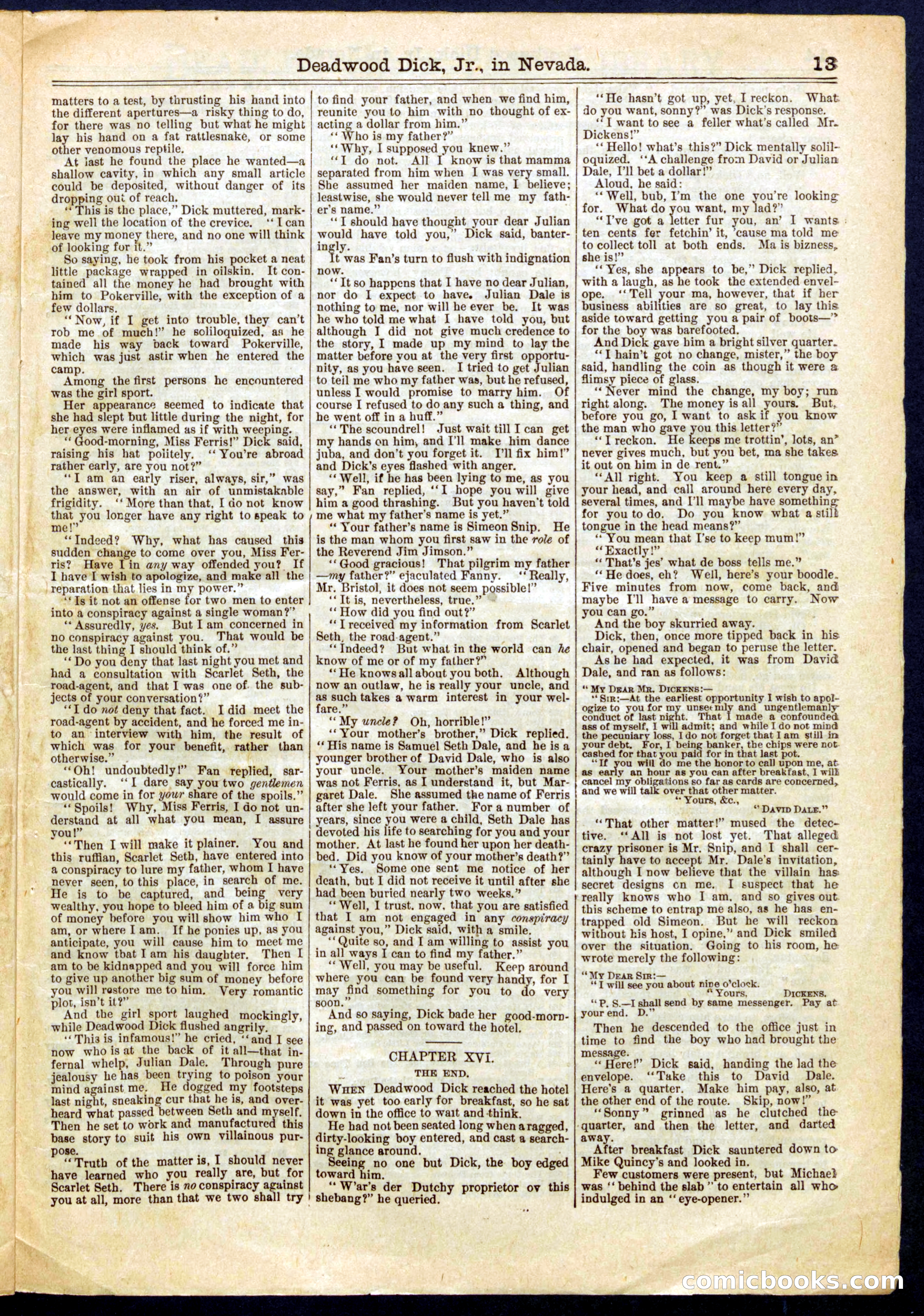Beadle's Half Dime Library No. 624 — page 13 of 16