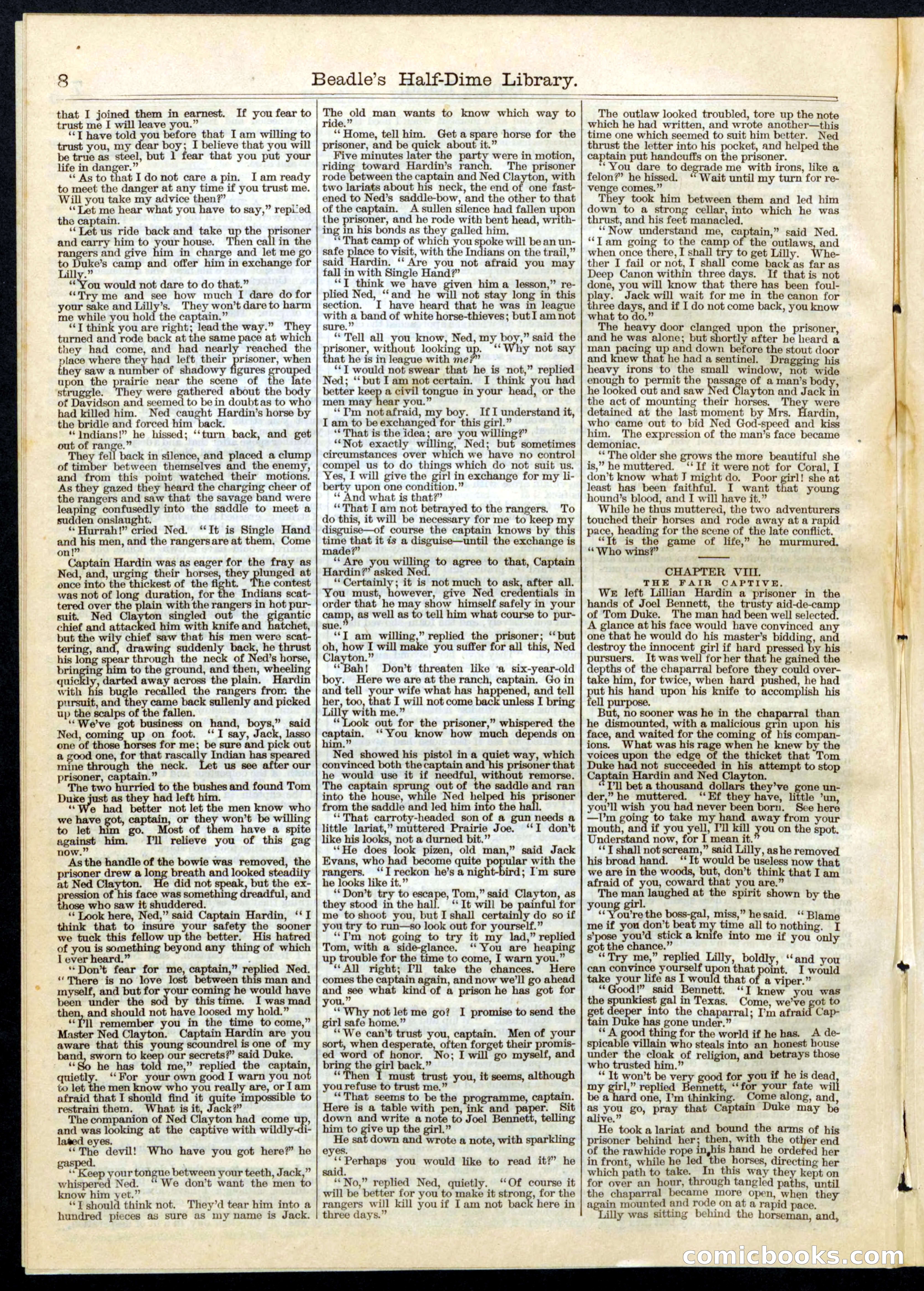 Beadle's Half Dime Library, No. 66 — page 8 of 16