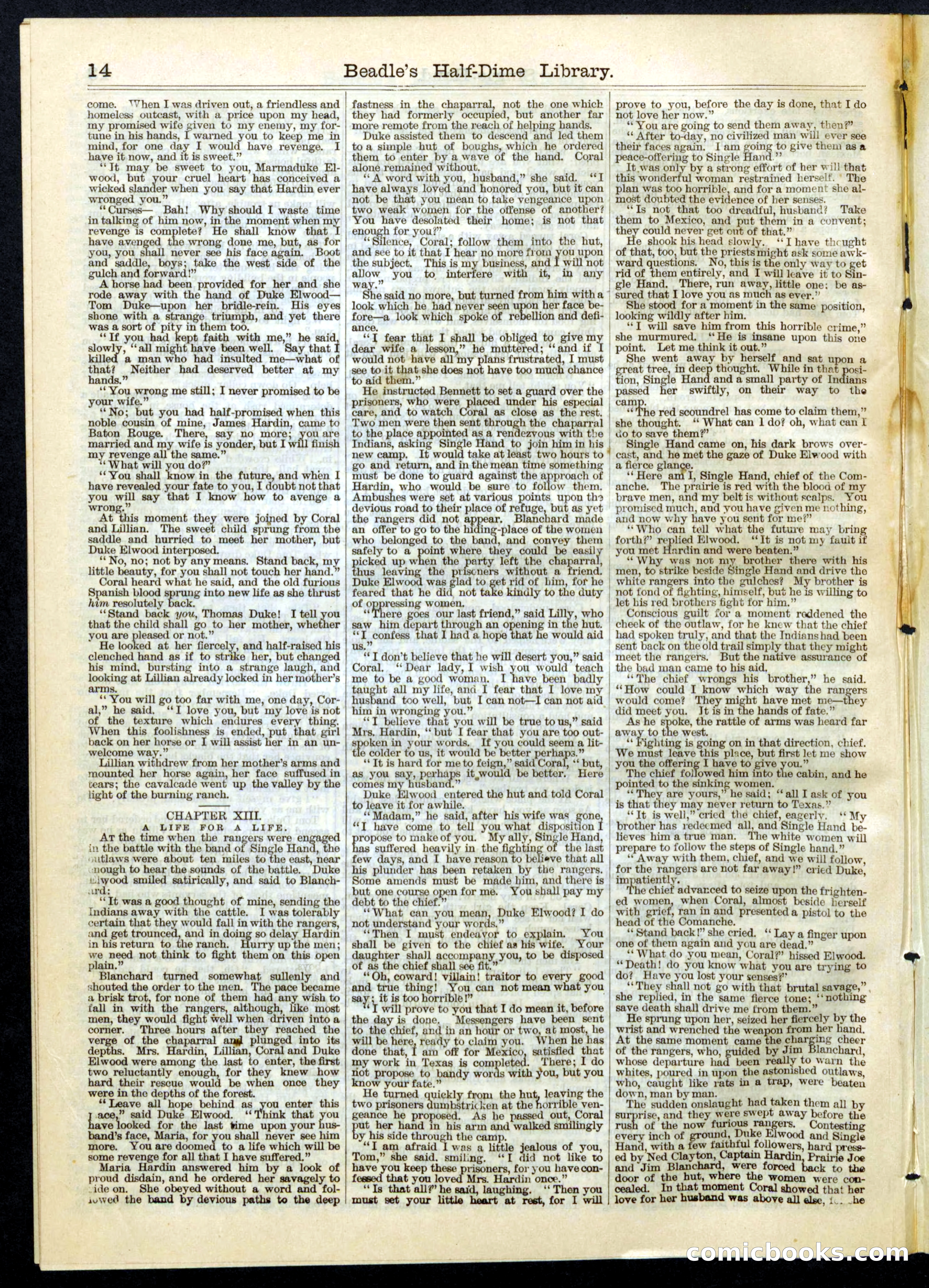 Beadle's Half Dime Library, No. 66 — page 14 of 16