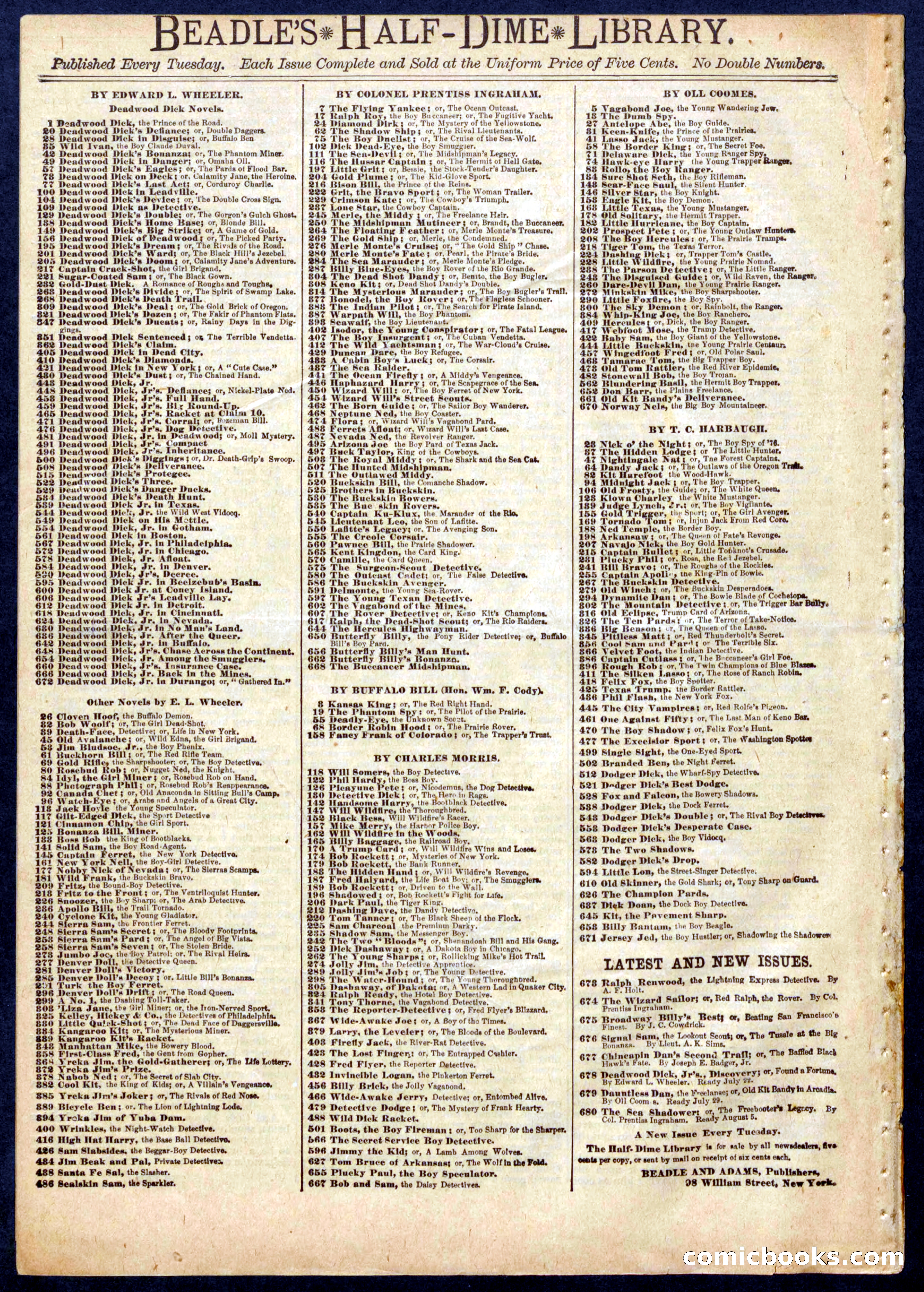 Beadle's Half Dime Library, No. 677 — page 16 of 16
