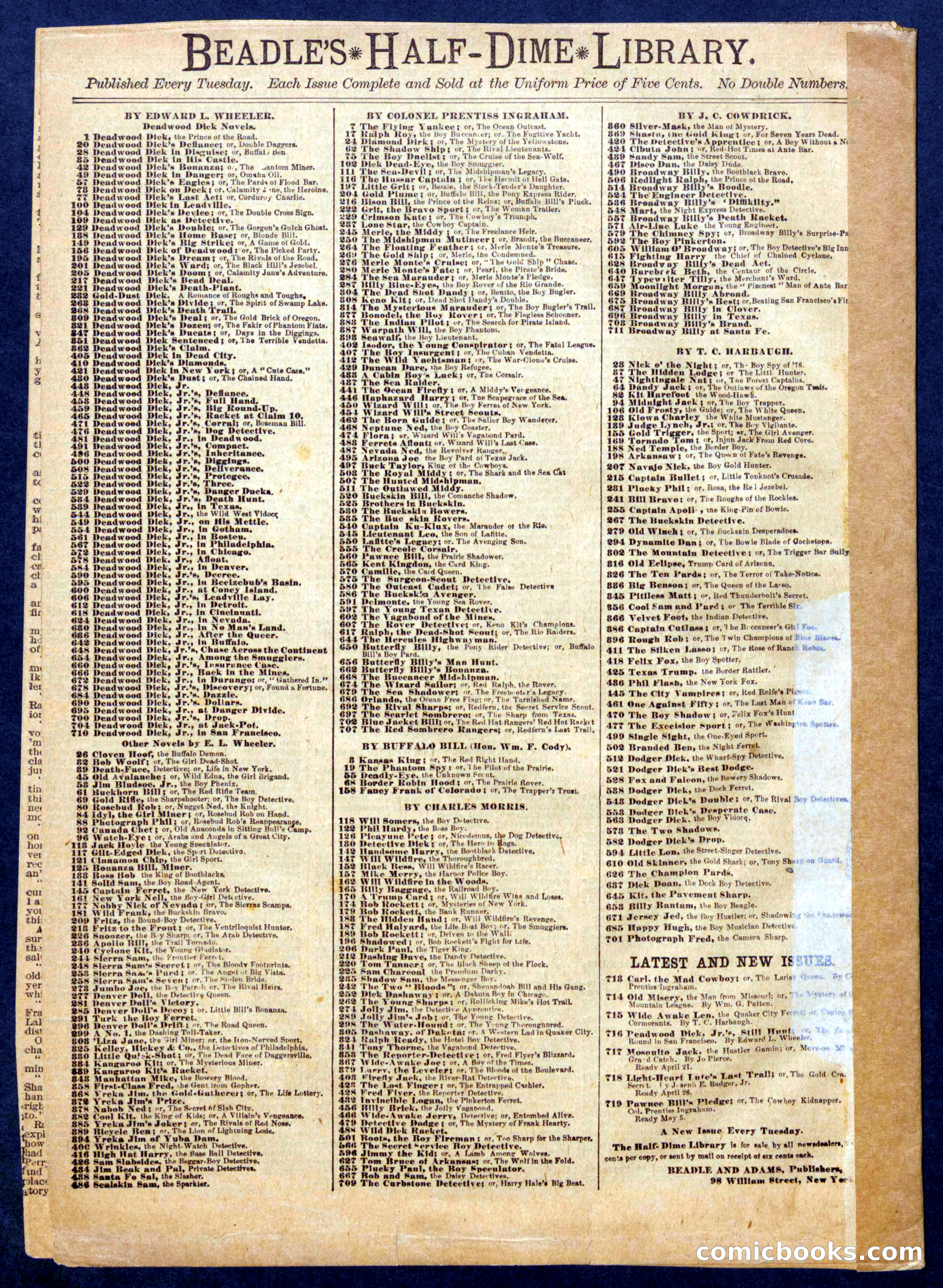 Beadle's Half Dime Library No. 714 — page 16 of 16